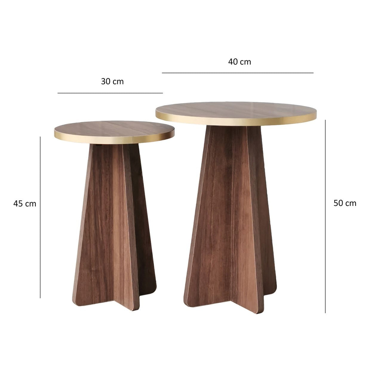 Set masute de cafea, Hanah Home, pal melaminat, auriu si nuc, 40x50x40 cm si 30x45x30 cm — imaginea 5