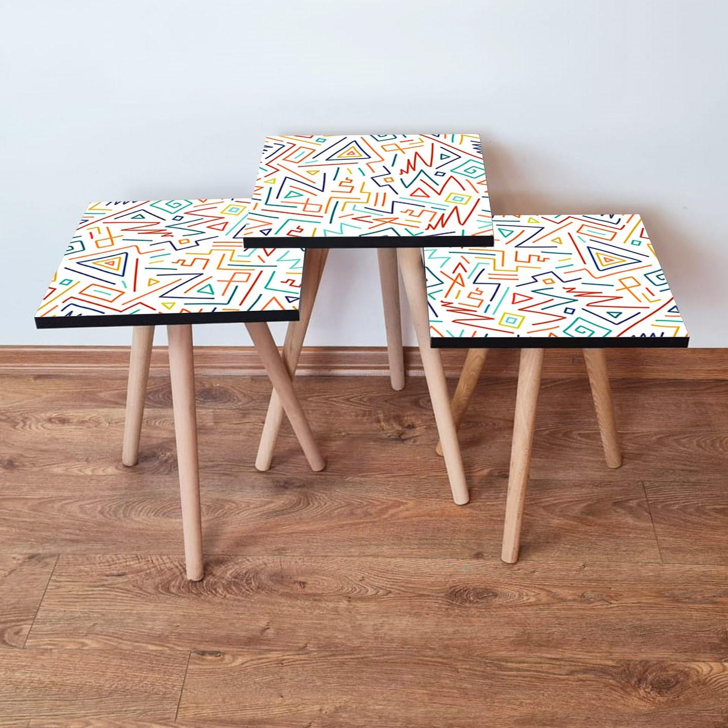 Set mese de cafea suprapuse, Hanah Home, mdf, multicolor, 35x35x52 cm