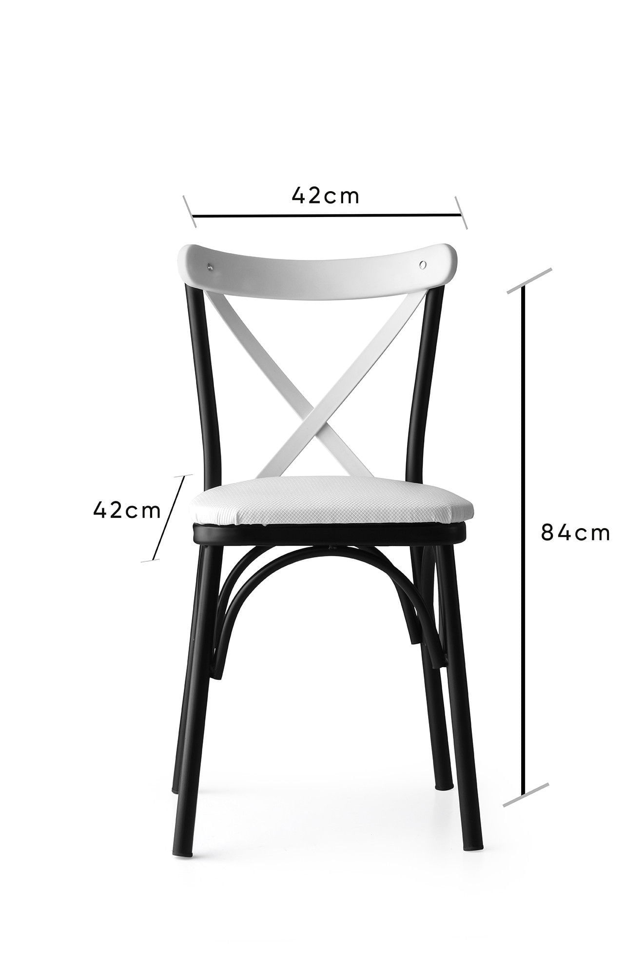 Set scaune, Hanah Home, metal, alb, 42x42x84 cm, piele pu — imaginea 3