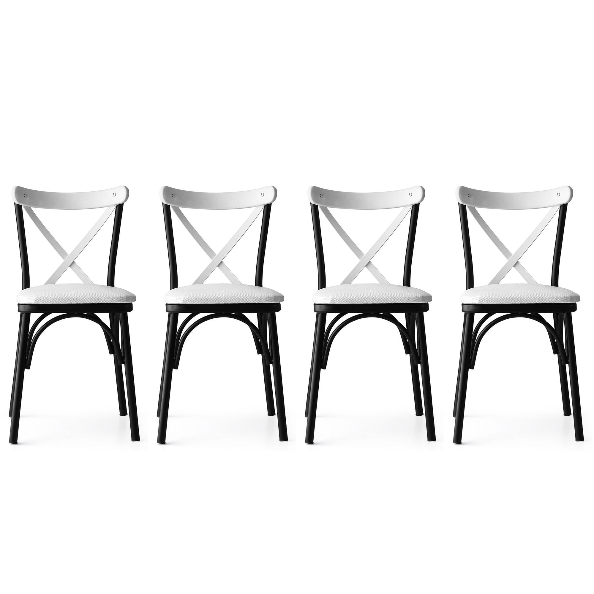 Set scaune, Hanah Home, metal, alb, 42x42x84 cm, piele pu — imaginea 4