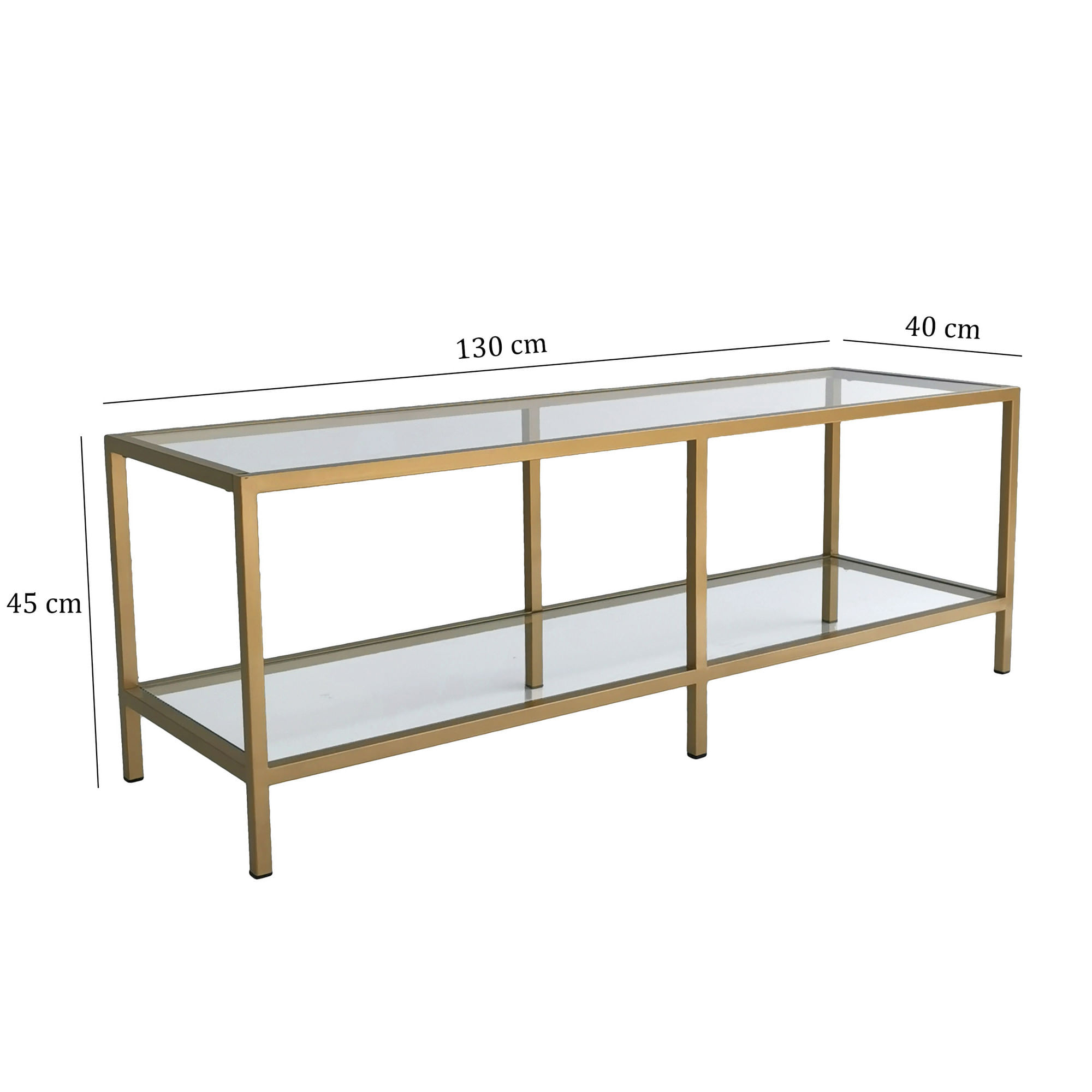 Suport tv, Hanah Home, sticla securizata si metal, auriu, 130x45x40 cm — imaginea 6