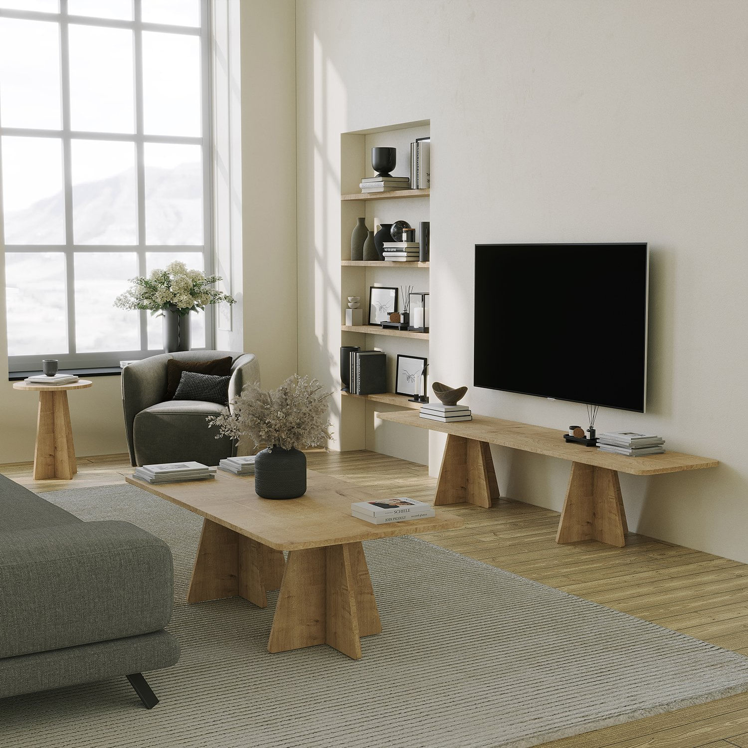 Comoda tv, Hanah Home, pal melaminat, stejar safir, 180x42x40 cm — imaginea 4