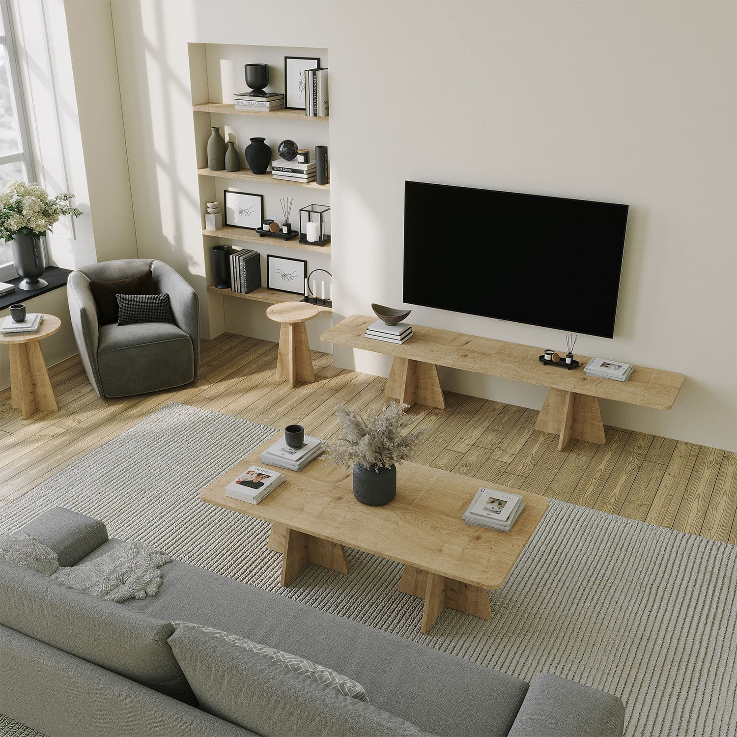 Comoda tv, Hanah Home, pal melaminat, stejar safir, 180x42x40 cm — imaginea 5