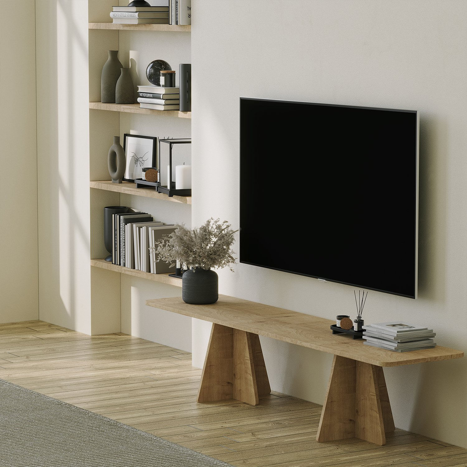 Comoda tv, Hanah Home, pal melaminat, stejar safir, 180x42x40 cm — imaginea 6