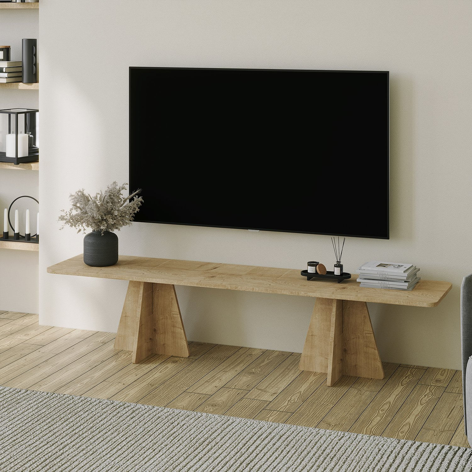 Comoda tv, Hanah Home, pal melaminat, stejar safir, 180x42x40 cm — imaginea 7