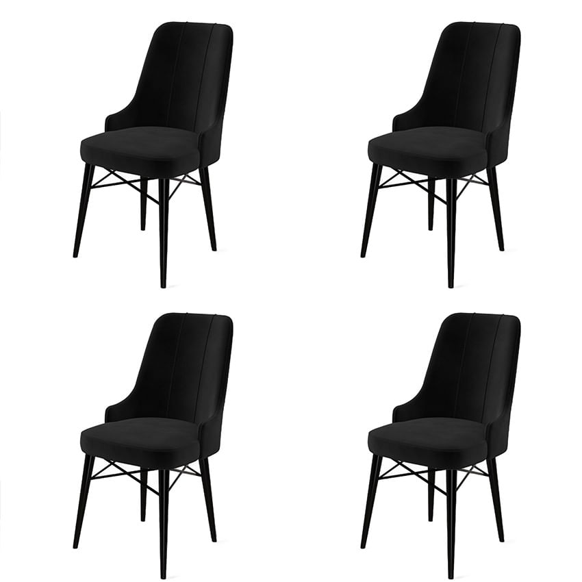 Set scaune, Hanah Home, metal, babyface, negru, 46x46x94 cm, 4 piese — imaginea 4