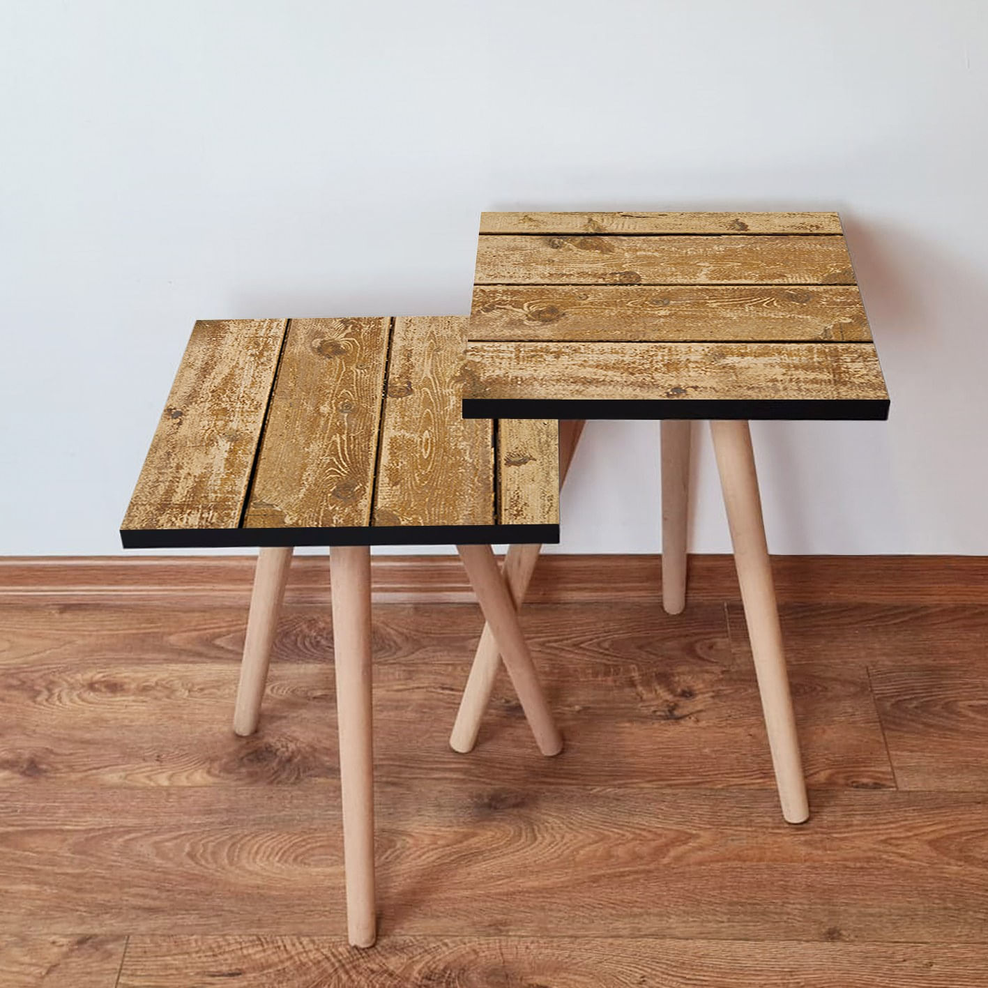 Set masute cuib, Hanah Home, mdf, camel, 35x35x47 cm