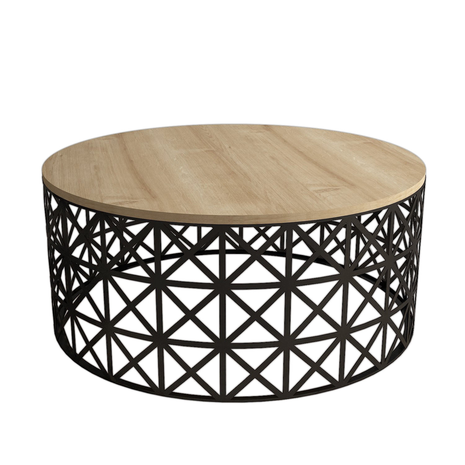 Masuta de cafea, Hanah Home, pal melaminat, stejar si negru, 90x90x38 cm, 845HCT5229 — imaginea 5