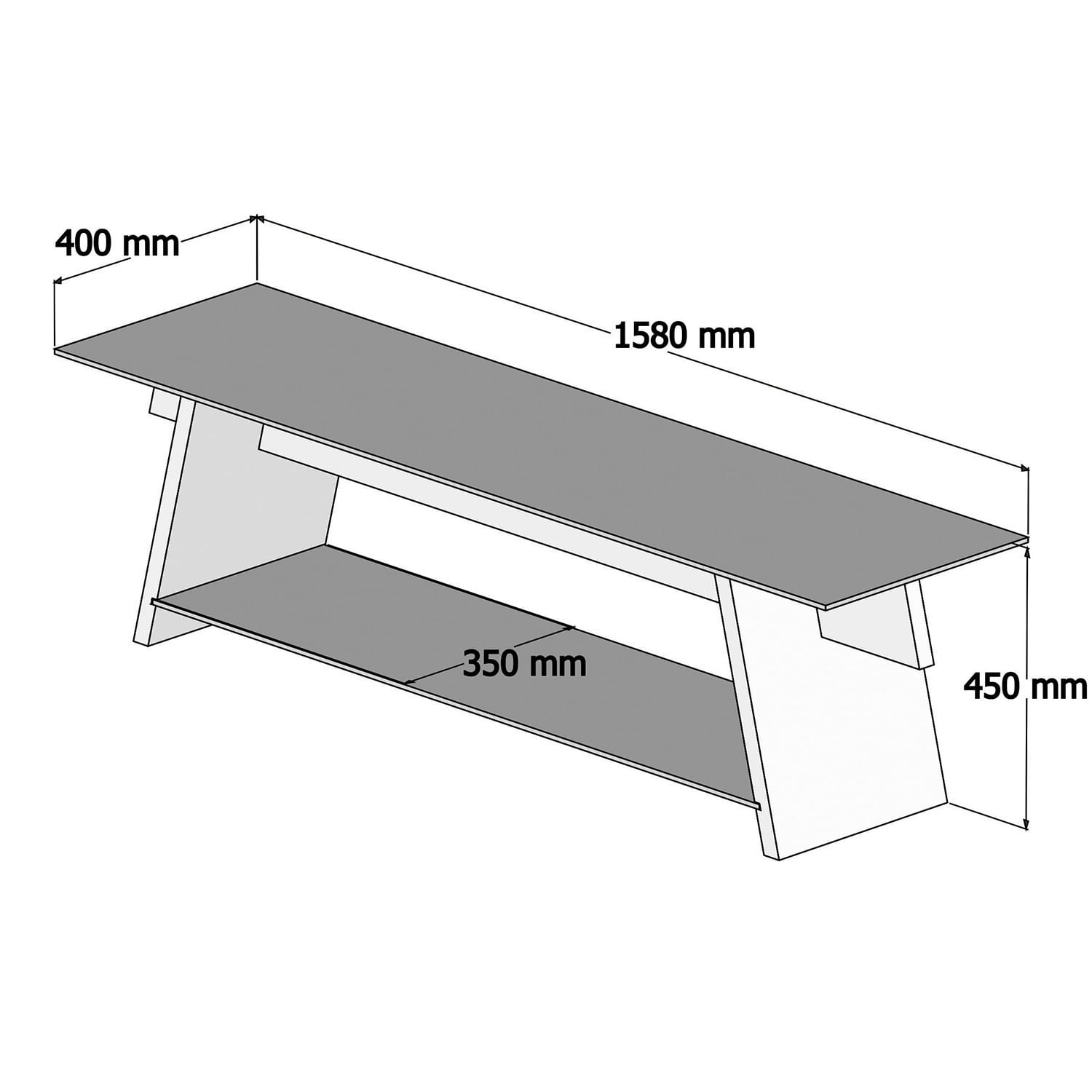 Comoda tv, Hanah Home, sticla securizata, lemn masiv de pin, nuc si negru, 158x45x40 cm — imaginea 6