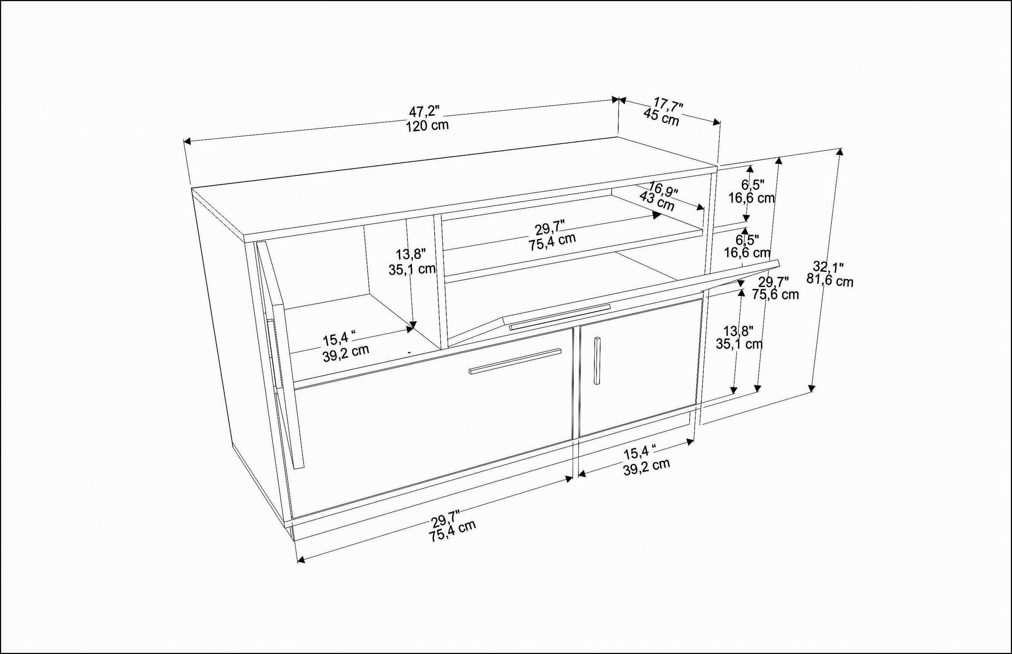 Consola, Hanah Home, pal melaminat, alb gri, 120x45x81.6 cm — imaginea 3