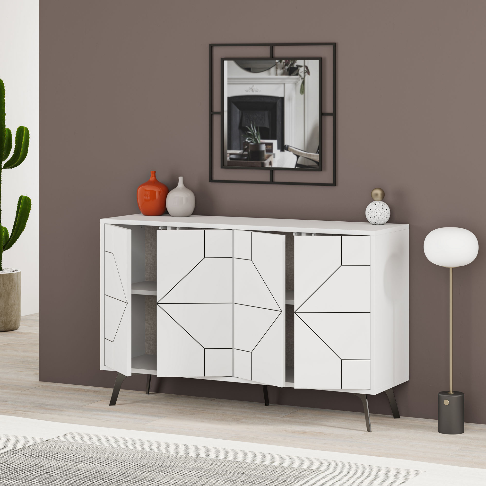 Consola, Hanah Home, panou aglomerat cu melamina, alb, 123x35x62.4 cm — imaginea 4
