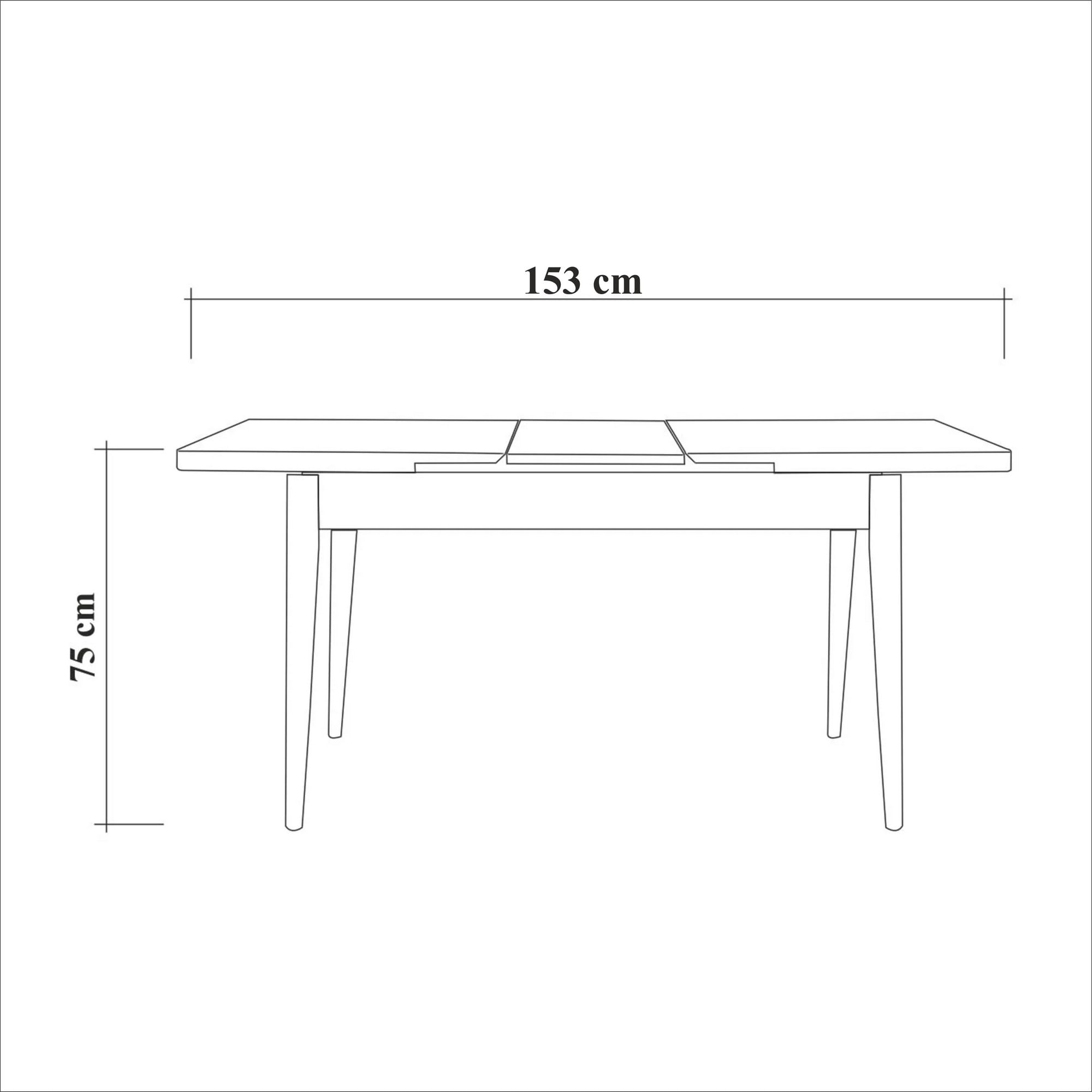 Masa extensibila, Hanah Home, panou de particule melaminat, alb, 120-153x75x77 cm — imaginea 6