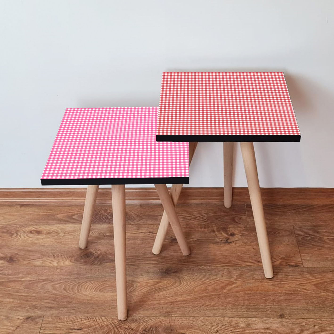Set masute de cafea, Hanah Home, mdf, roz rosu alb, 35x47x35 cm, 35x42x35 cm