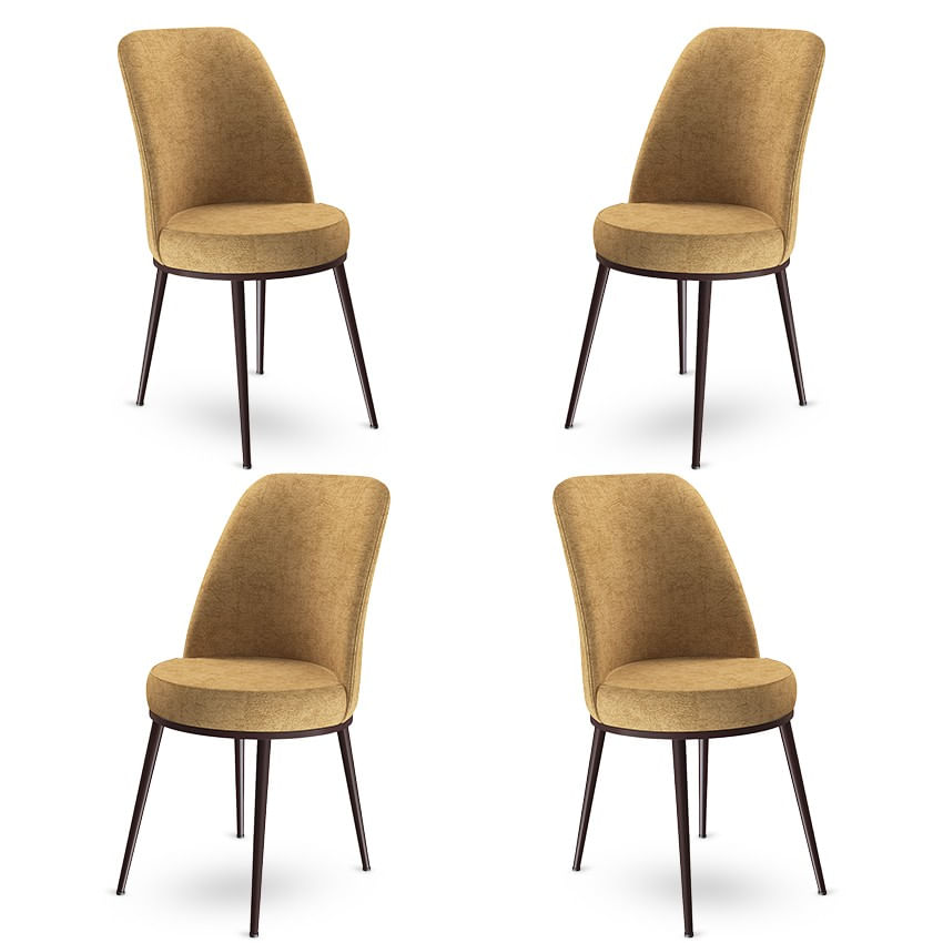 Set scaune, Hanah Home, metal, cappuccino si maro, 45x42x89 cm, 4 bucati — imaginea 2