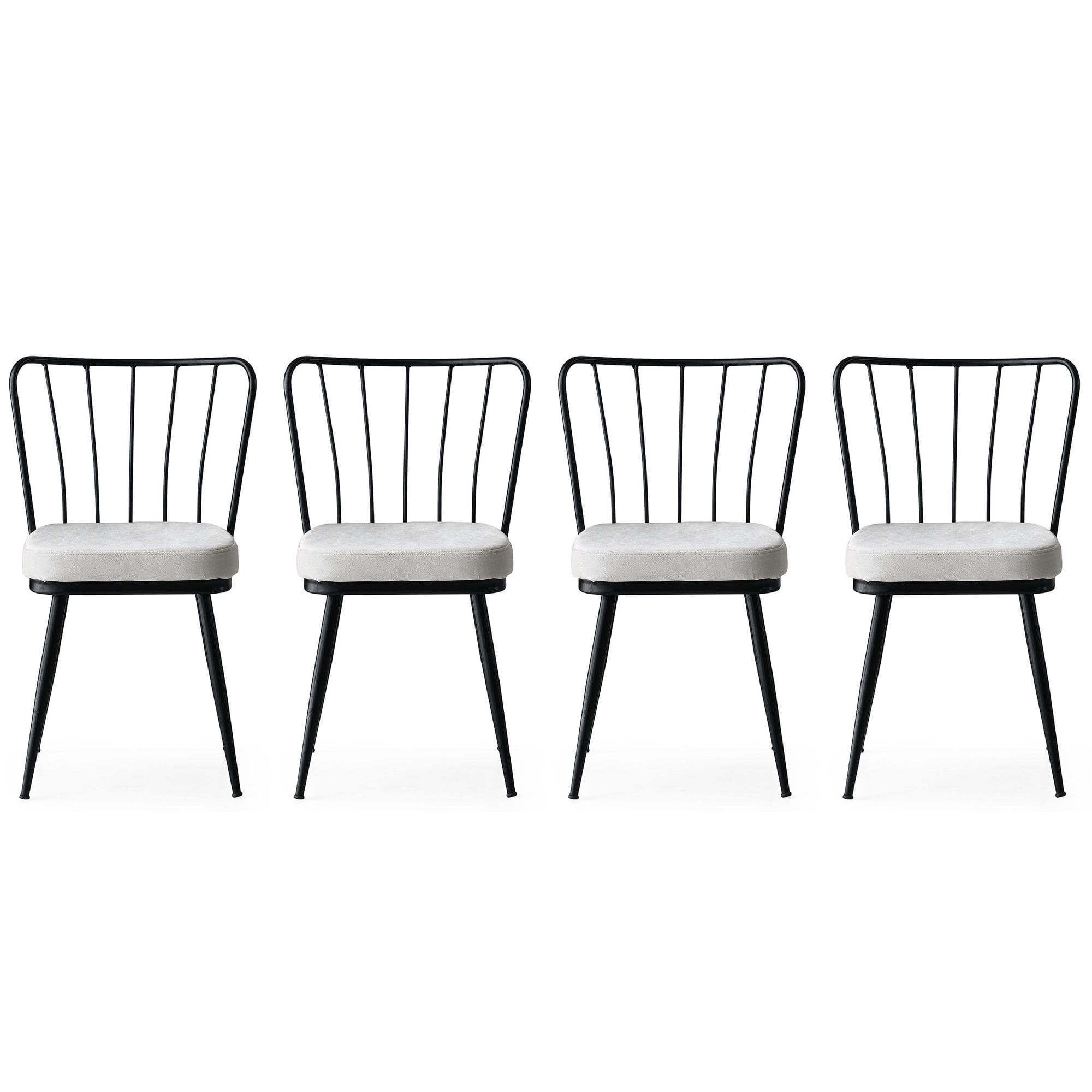 Set scaune, Hanah Home, metal, catifea, negru, 43x42x82 cm (4 bucati) — imaginea 4