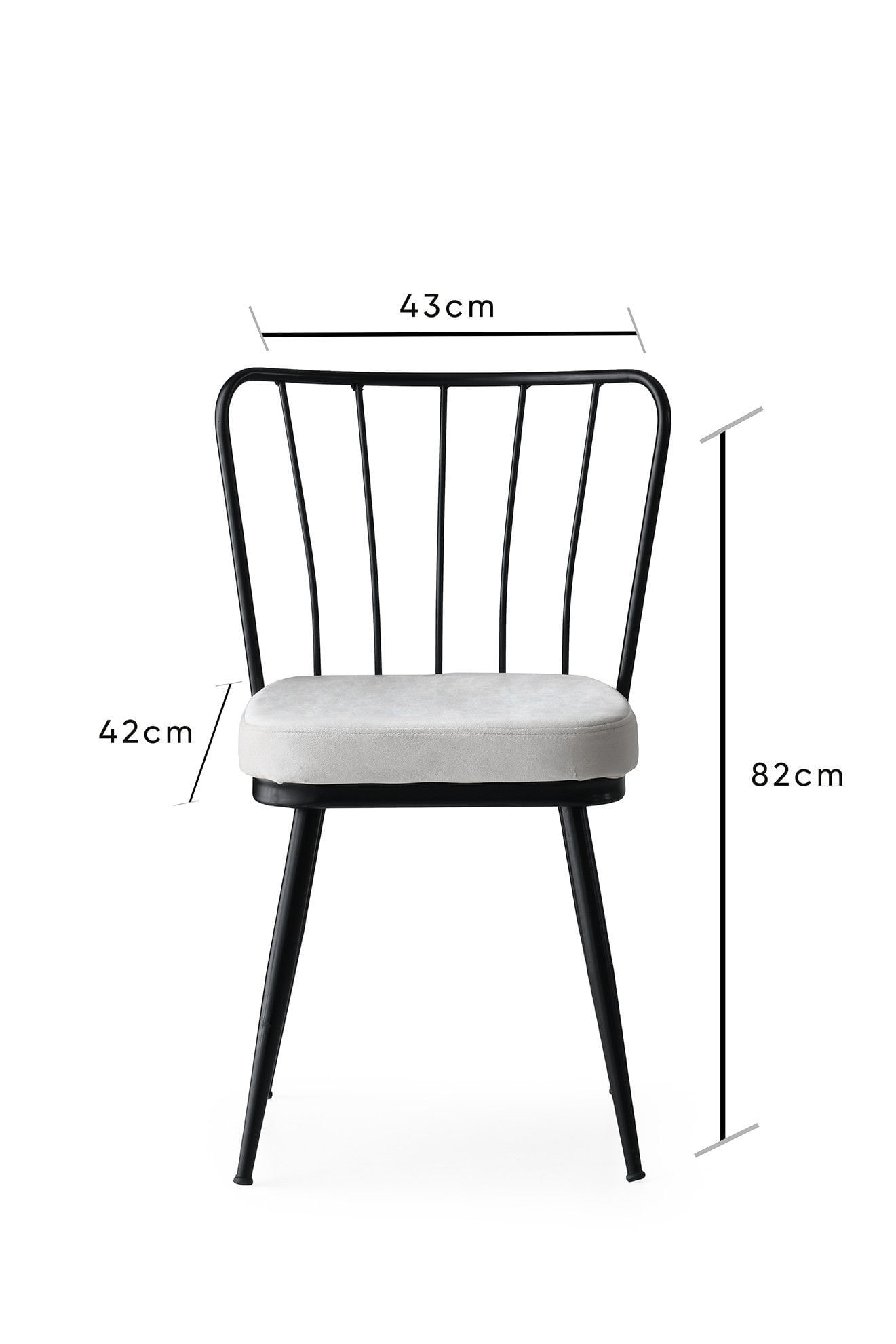 Set scaune, Hanah Home, metal, catifea, negru, 43x42x82 cm (4 bucati) — imaginea 7