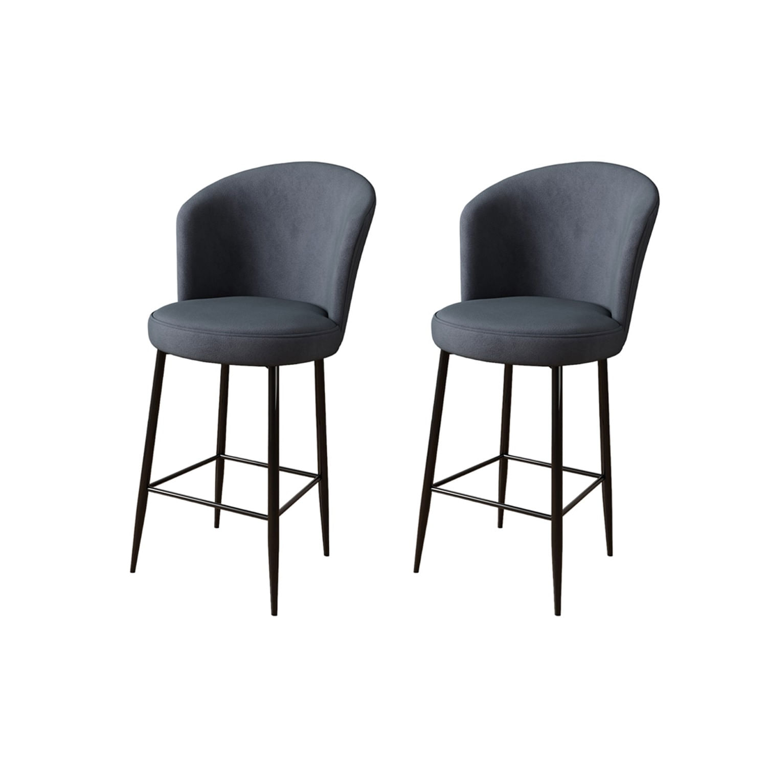 Scaun de bar, Hanah Home, metal, antracit si negru, 46x40x102 cm, set 2 bucati