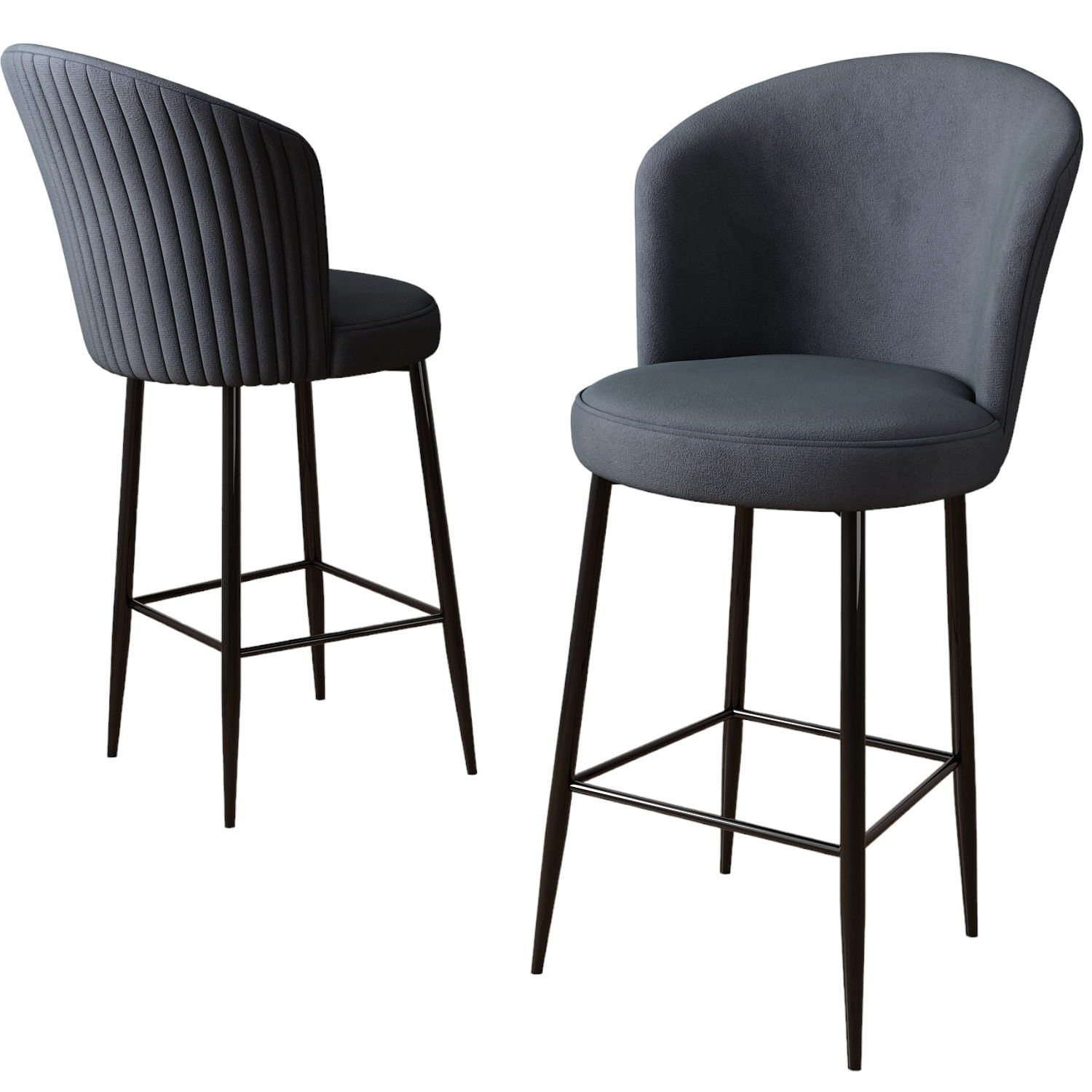 Scaun de bar, Hanah Home, metal, antracit si negru, 46x40x102 cm, set 2 bucati — imaginea 4