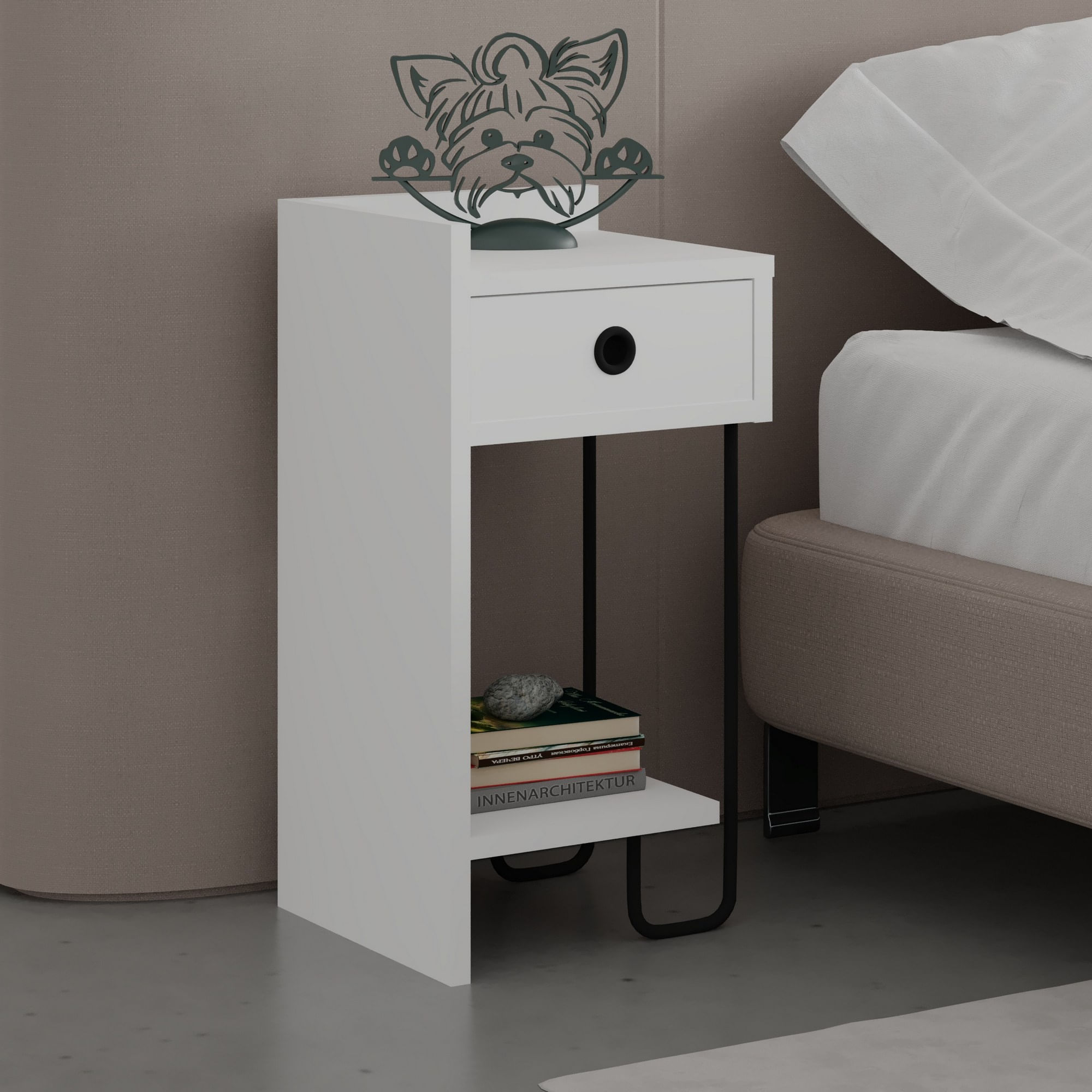 Noptiera, Hanah Home, pal melaminat, alb, 32x30x61 cm, 776HMS3434 — imaginea 8