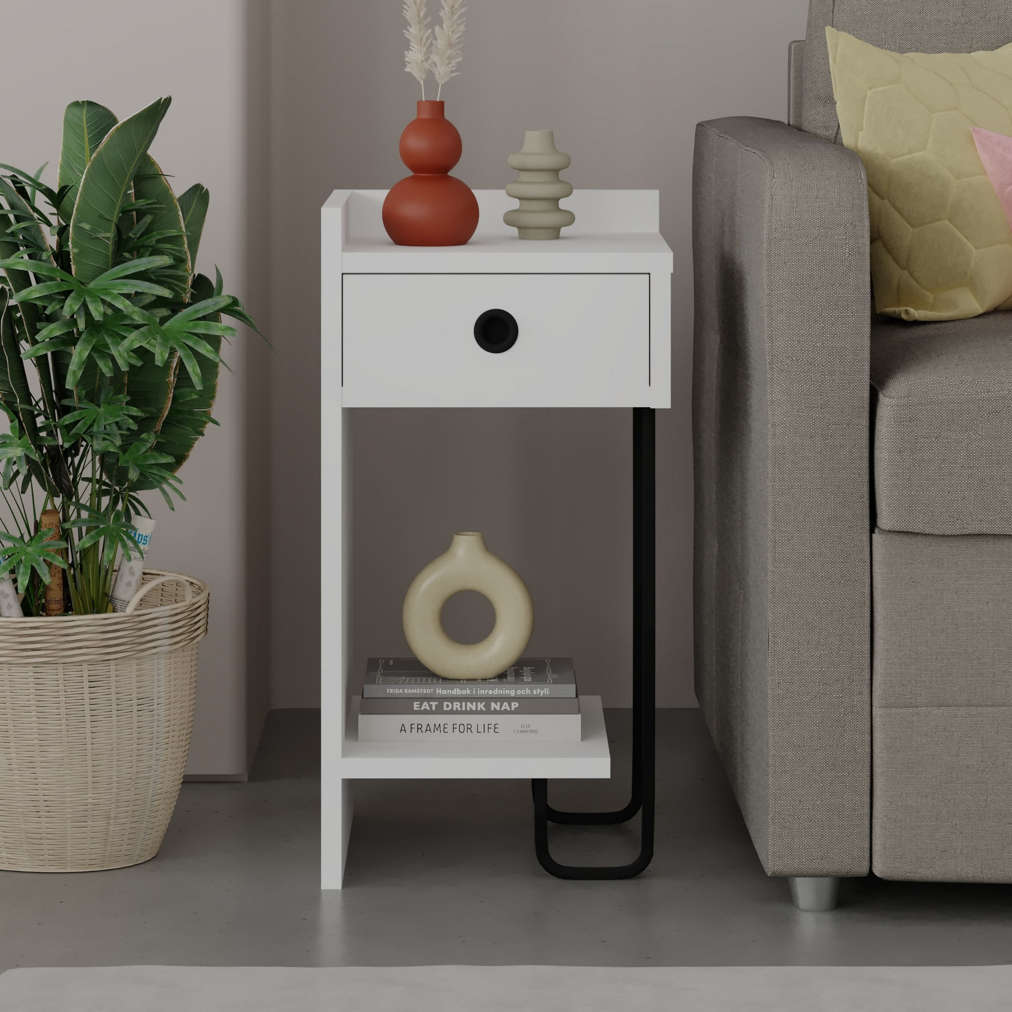 Noptiera, Hanah Home, pal melaminat, alb, 32x30x61 cm, 776HMS3434 — imaginea 12