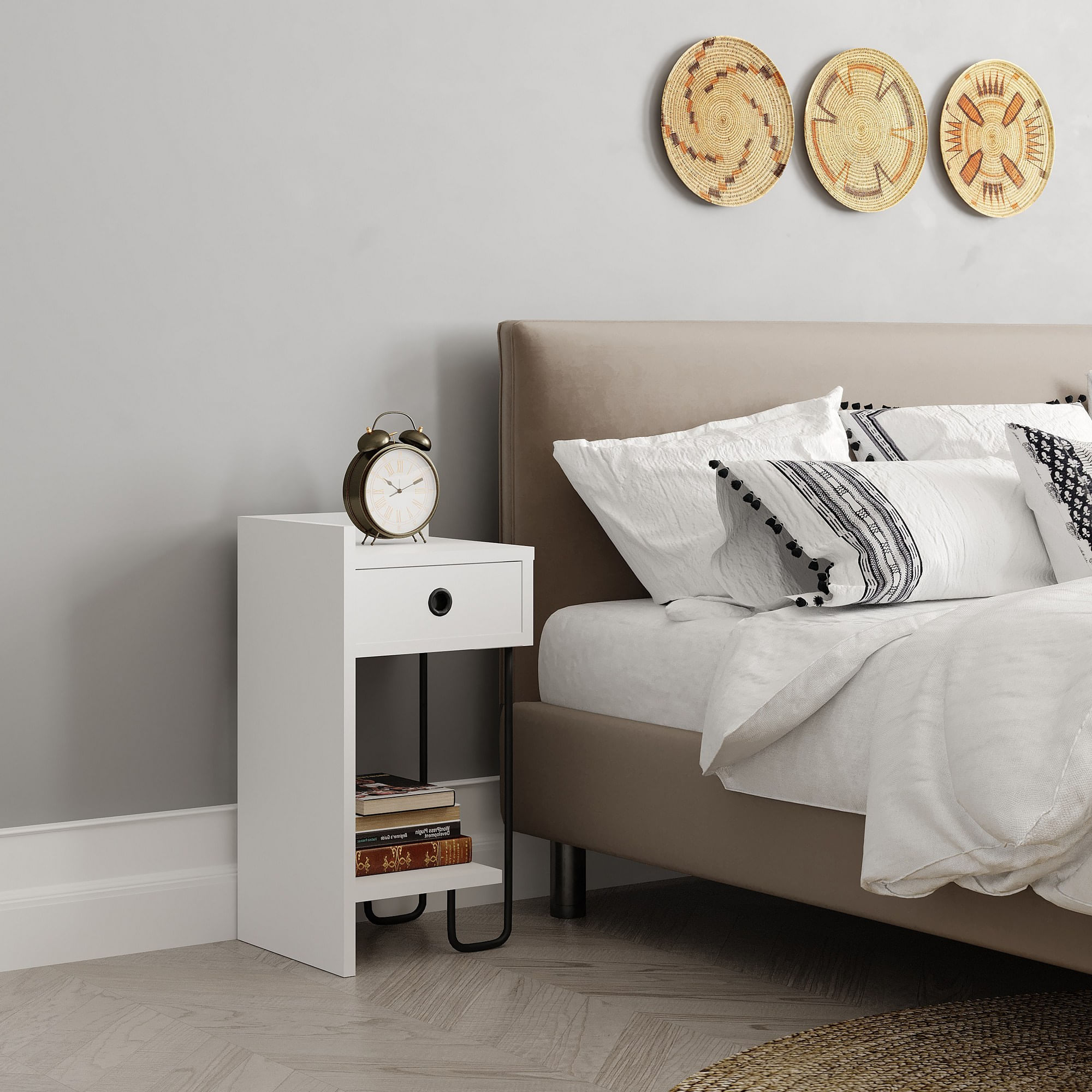 Noptiera, Hanah Home, pal melaminat, alb, 32x30x61 cm, 776HMS3434 — imaginea 13