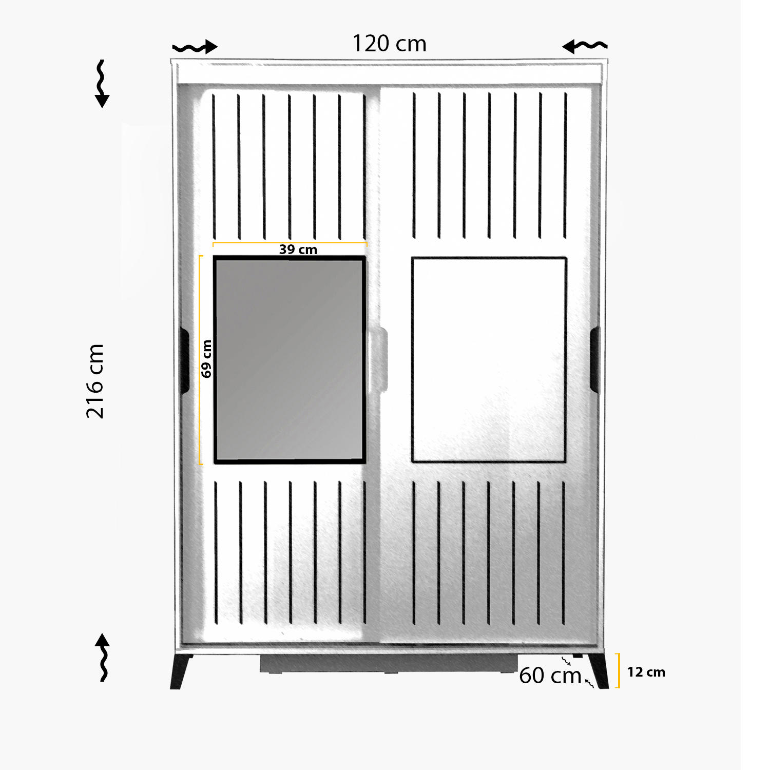 Dulap, Hanah Home, pal melaminat, alb, 120x60x216 cm — imaginea 2