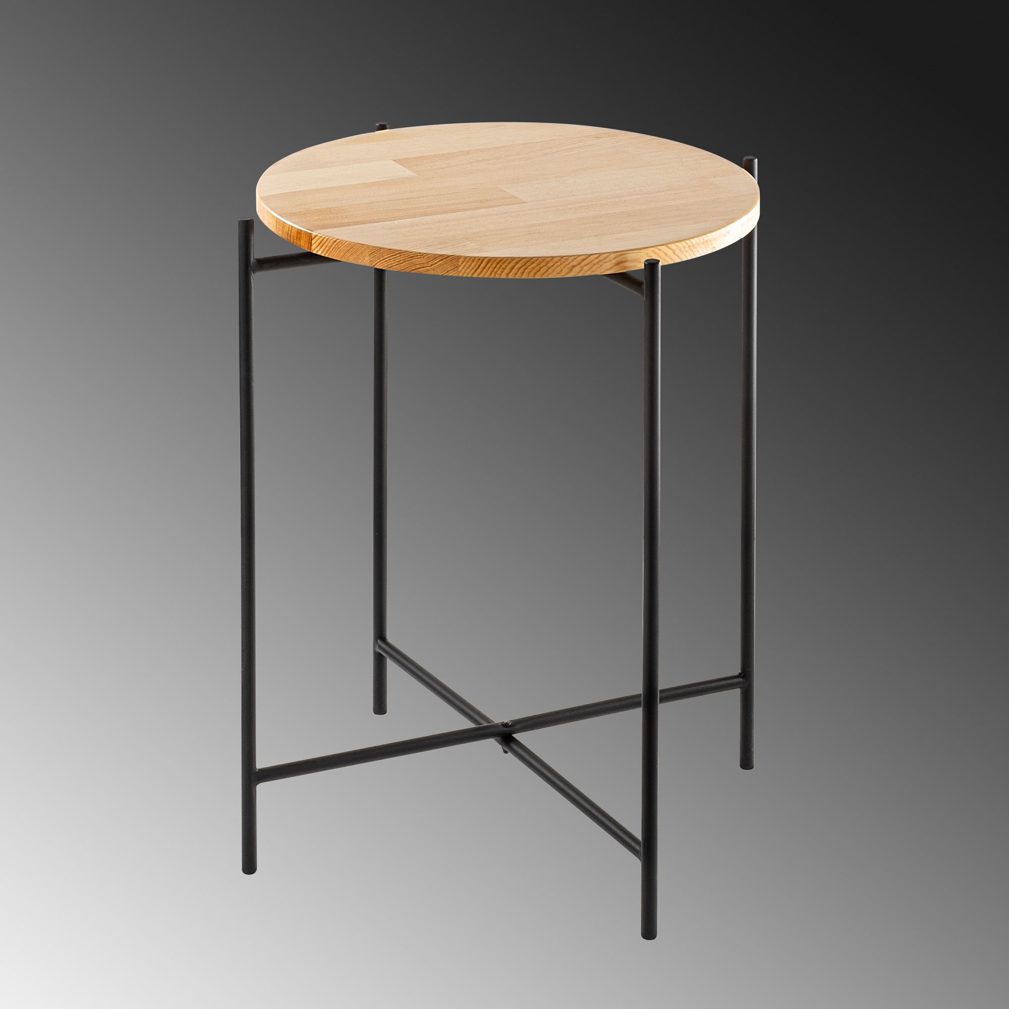 Masuta de cafea, Hanah Home, lemn, negru si natur, 46x46x56 cm, 247HFM1144 — imaginea 3