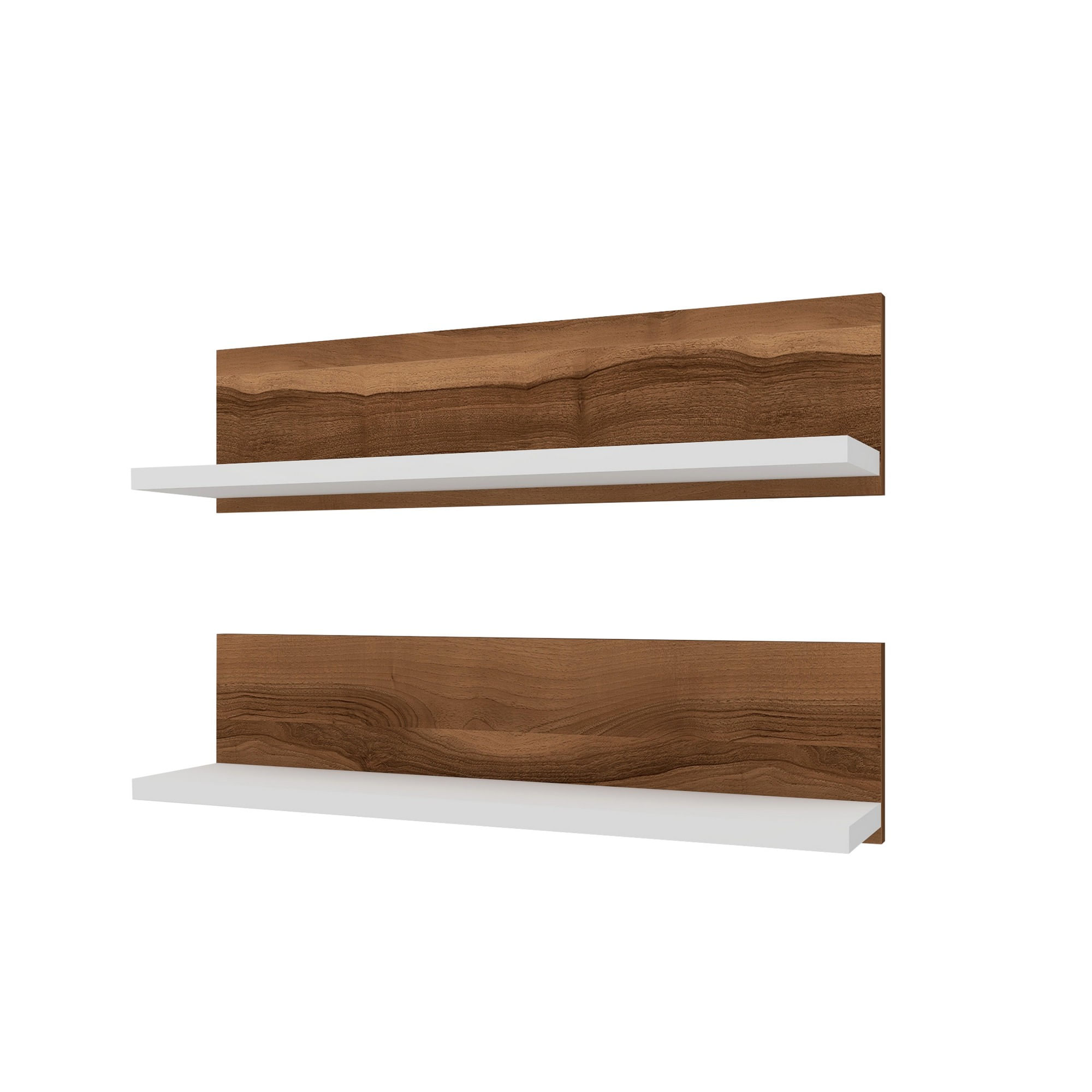 Raft de perete, Hanah Home, pal melaminat, nuc si alb, 60x15x13 cm, set 2 bucati — imaginea 2