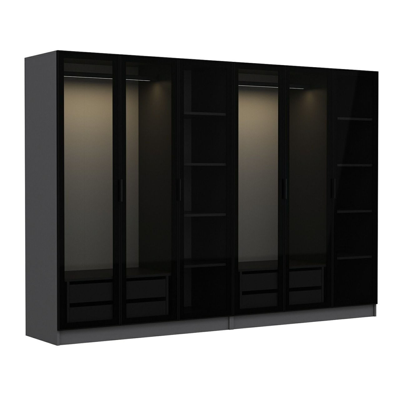 Dulap, Hanah Home, pal melaminat, antracit si negru, 270x52x210 cm, 506MNR2731 — imaginea 2