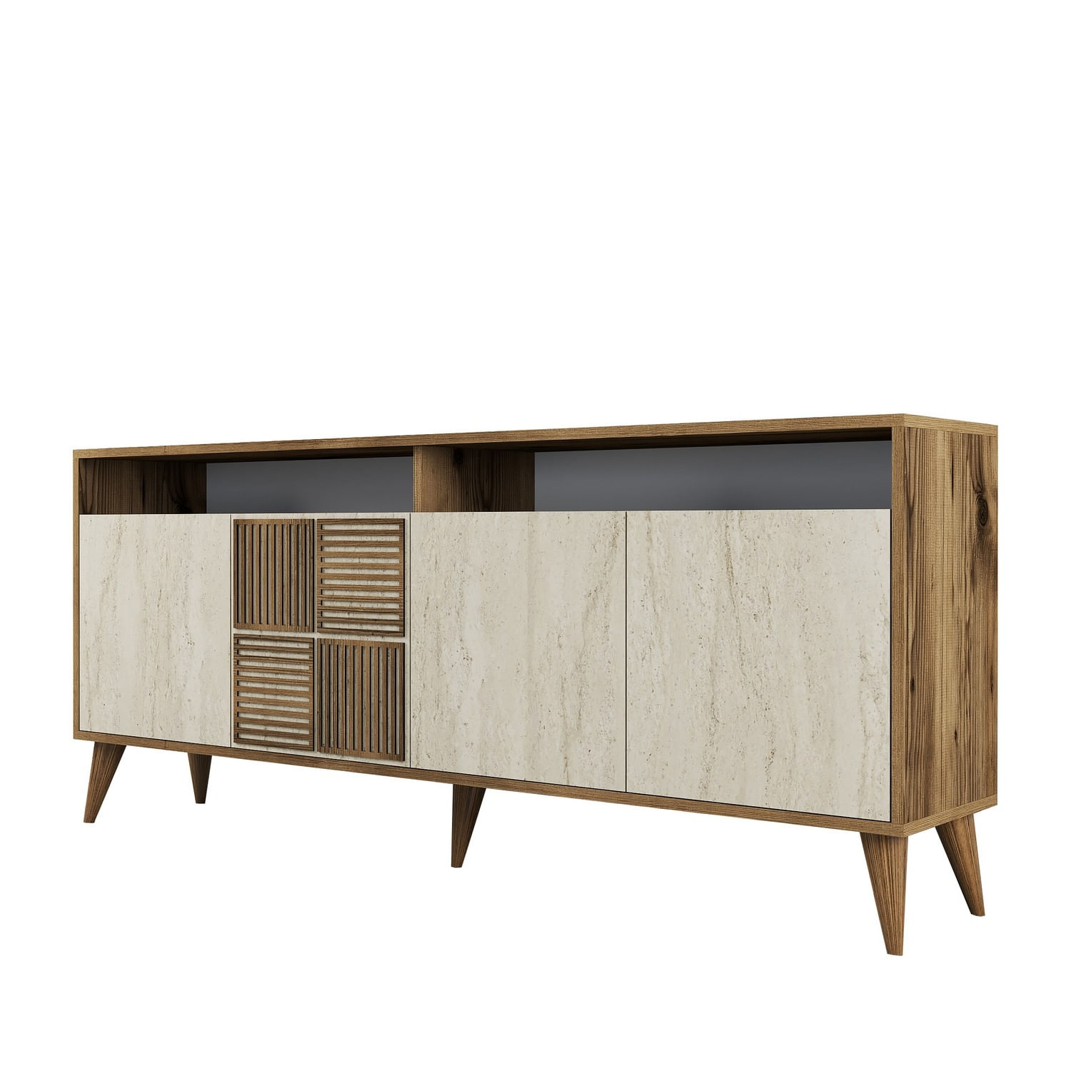 Consola, Hanah Home, panou de particule melaminat, nuc si travertin, 180x35x78 cm, 845HCT5606 — imaginea 3
