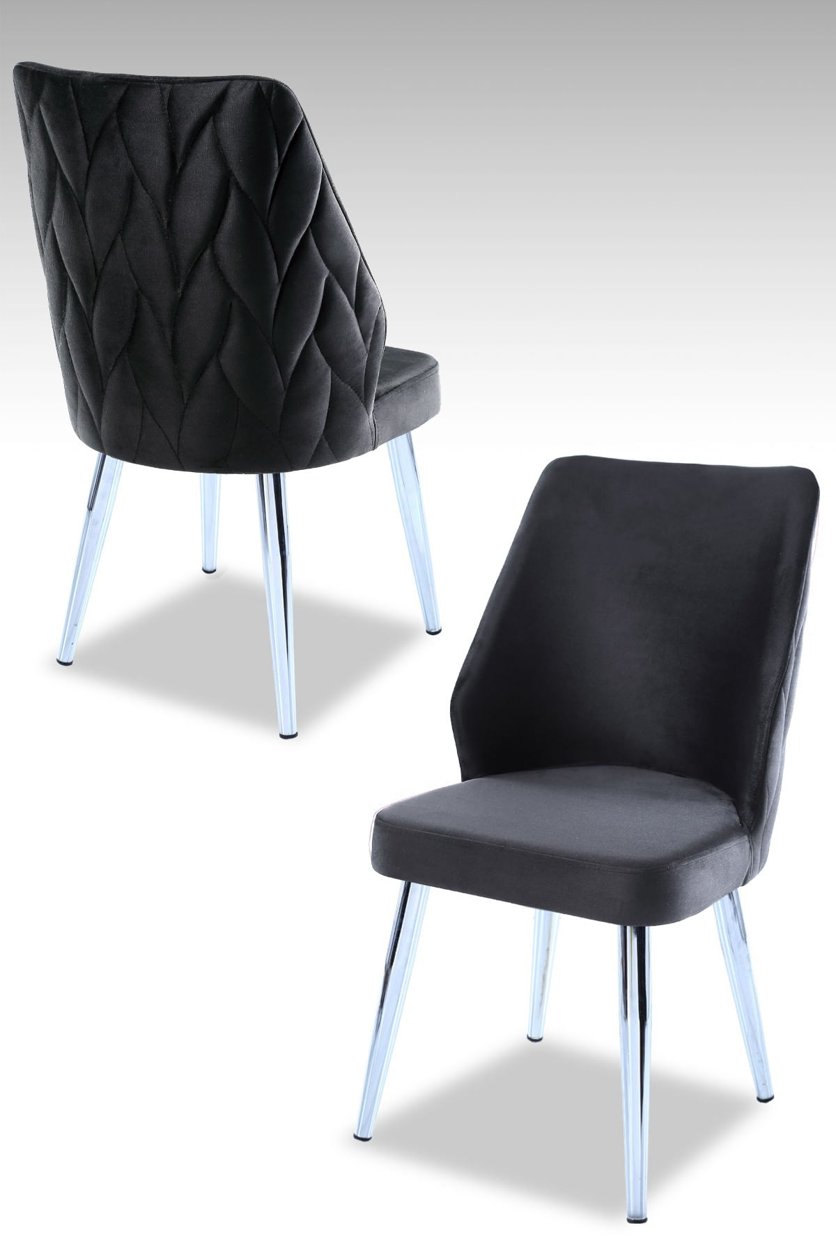Set scaune, Hanah Home, melamina, negru crom, 48x90x43 cm, 2 bucati