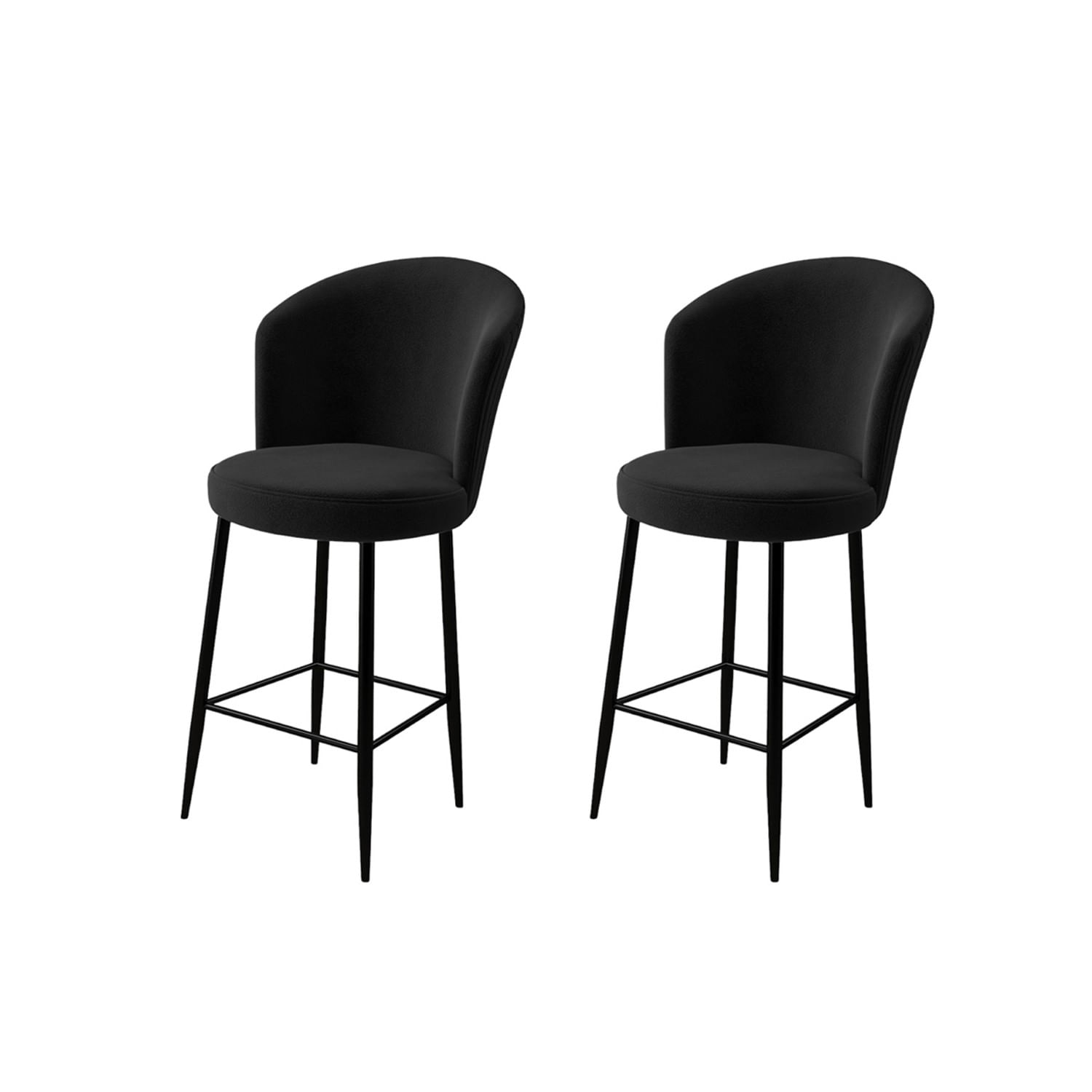 Set scaune de bar, Hanah Home, metal, negru, 46x40x102 cm (2 bucati)