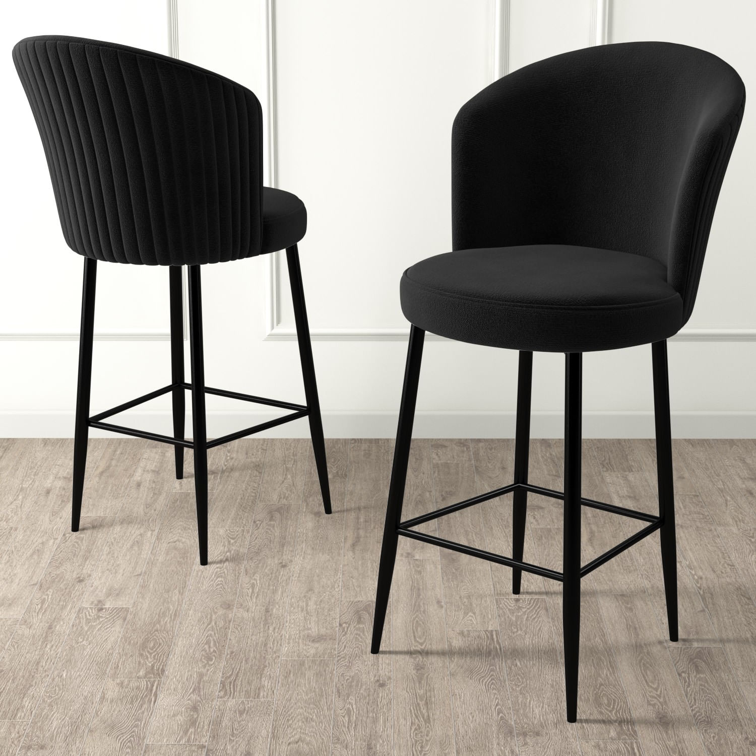 Set scaune de bar, Hanah Home, metal, negru, 46x40x102 cm (2 bucati) — imaginea 3