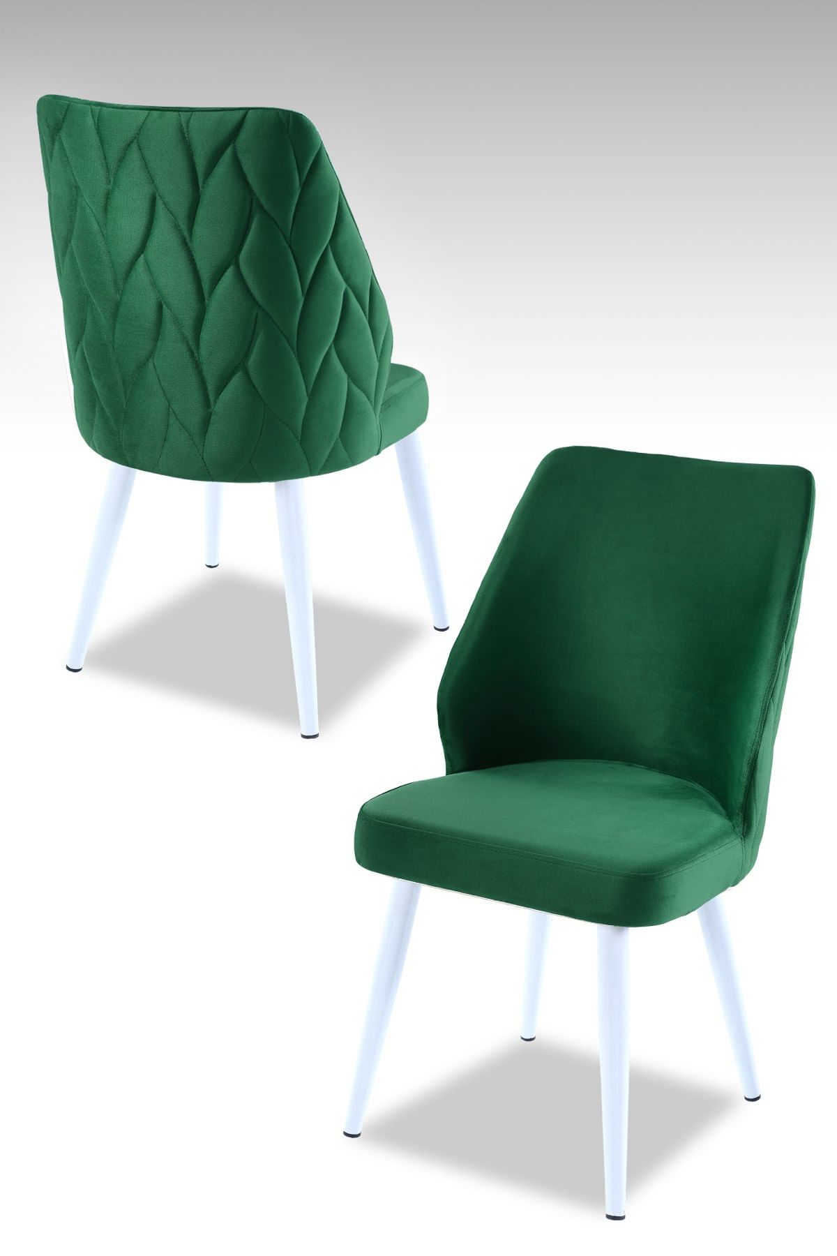 Set scaune, Hanah Home, panou de particule melaminat, verde si alb, 48x43x90 cm, picioare metalice
