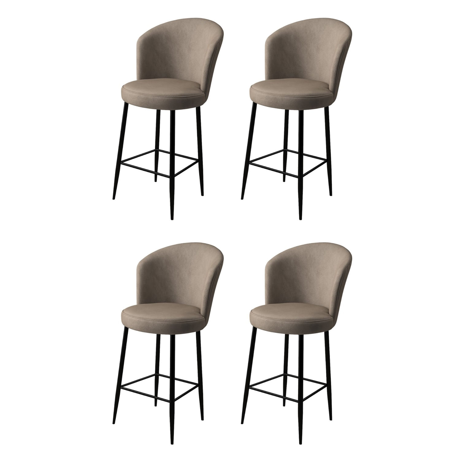 Scaun de bar, Hanah Home, metal, cappuccino si negru, 46x40x107 cm, set 4 piese — imaginea 3