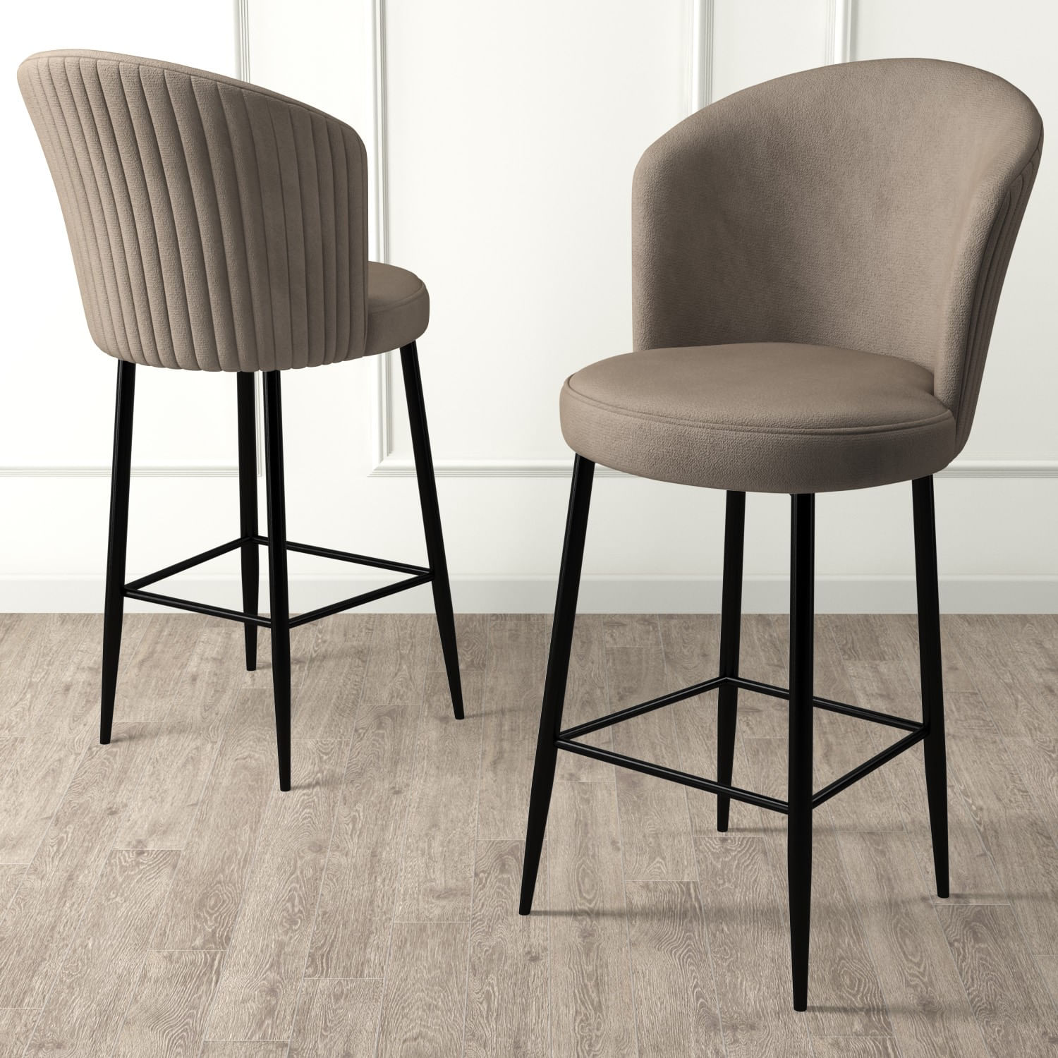 Scaun de bar, Hanah Home, metal, cappuccino si negru, 46x40x107 cm, set 4 piese — imaginea 4