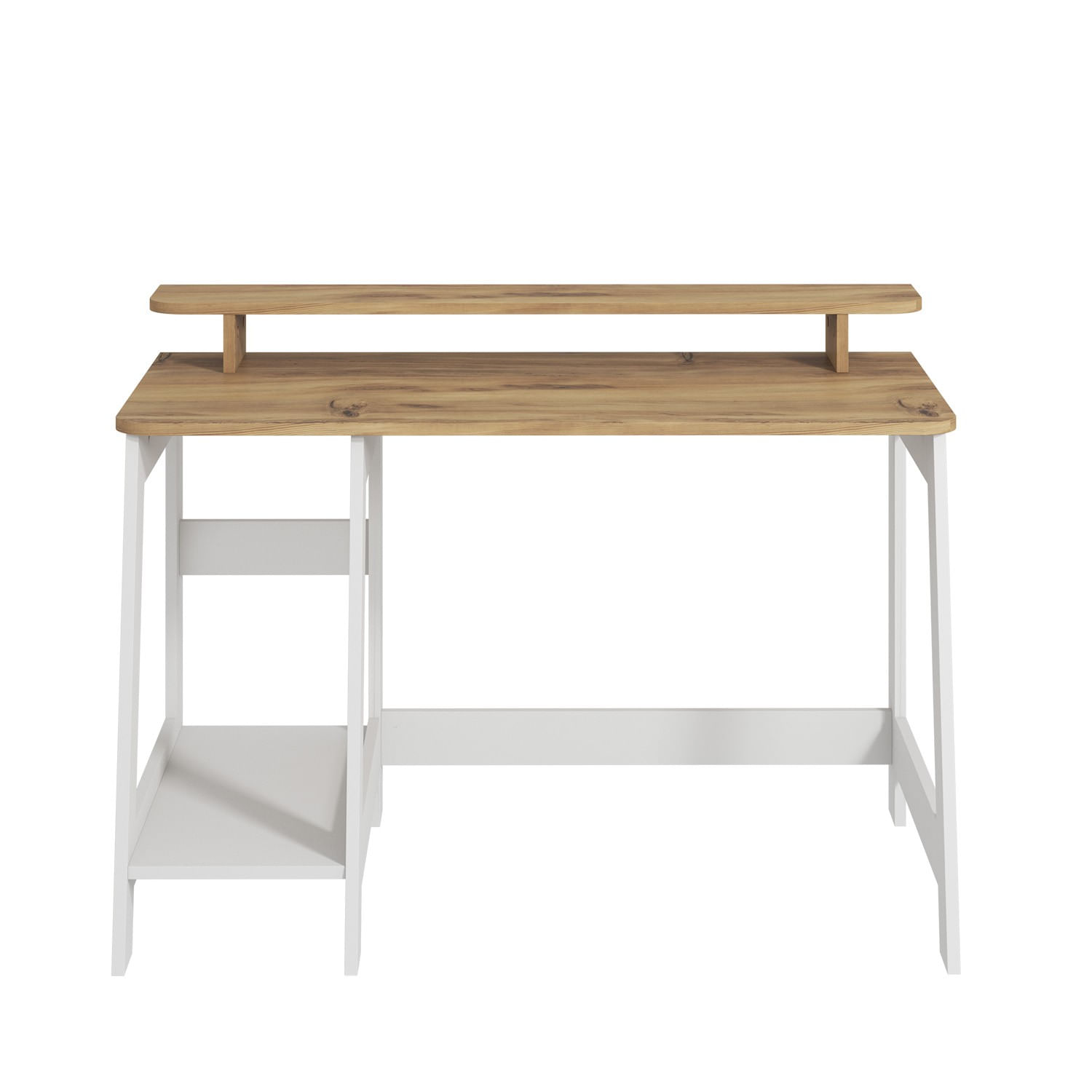 Birou de studiu, Hanah Home, panou de particule melaminat, alb si stejar, 120x60x73 cm — imaginea 2