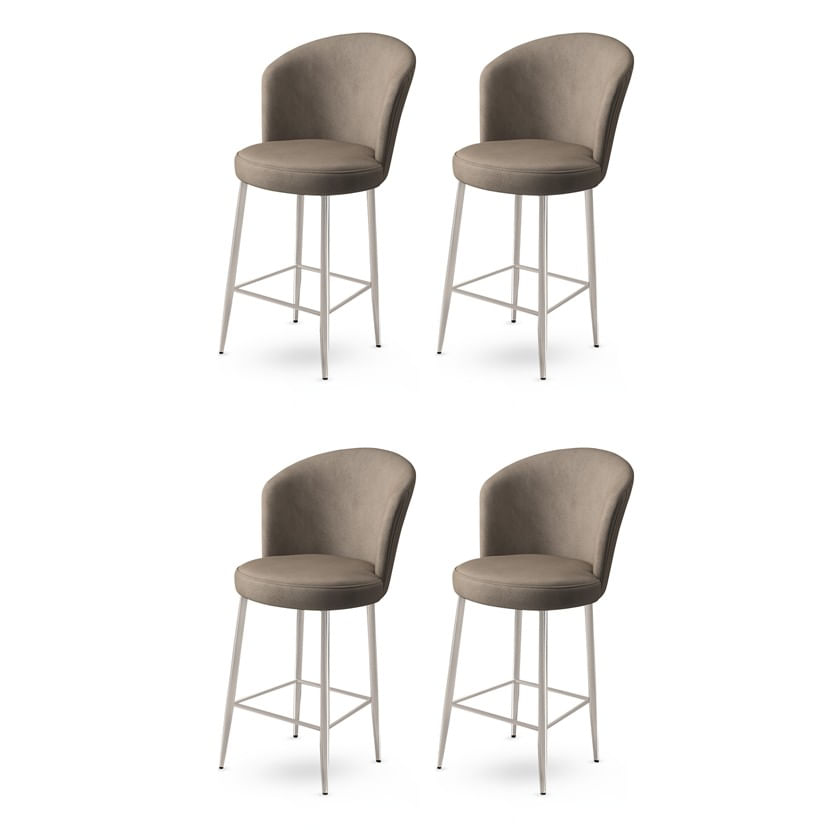 Scaun de bar, Hanah Home, metal, cappuccino si crom, 46x40x107 cm — imaginea 2
