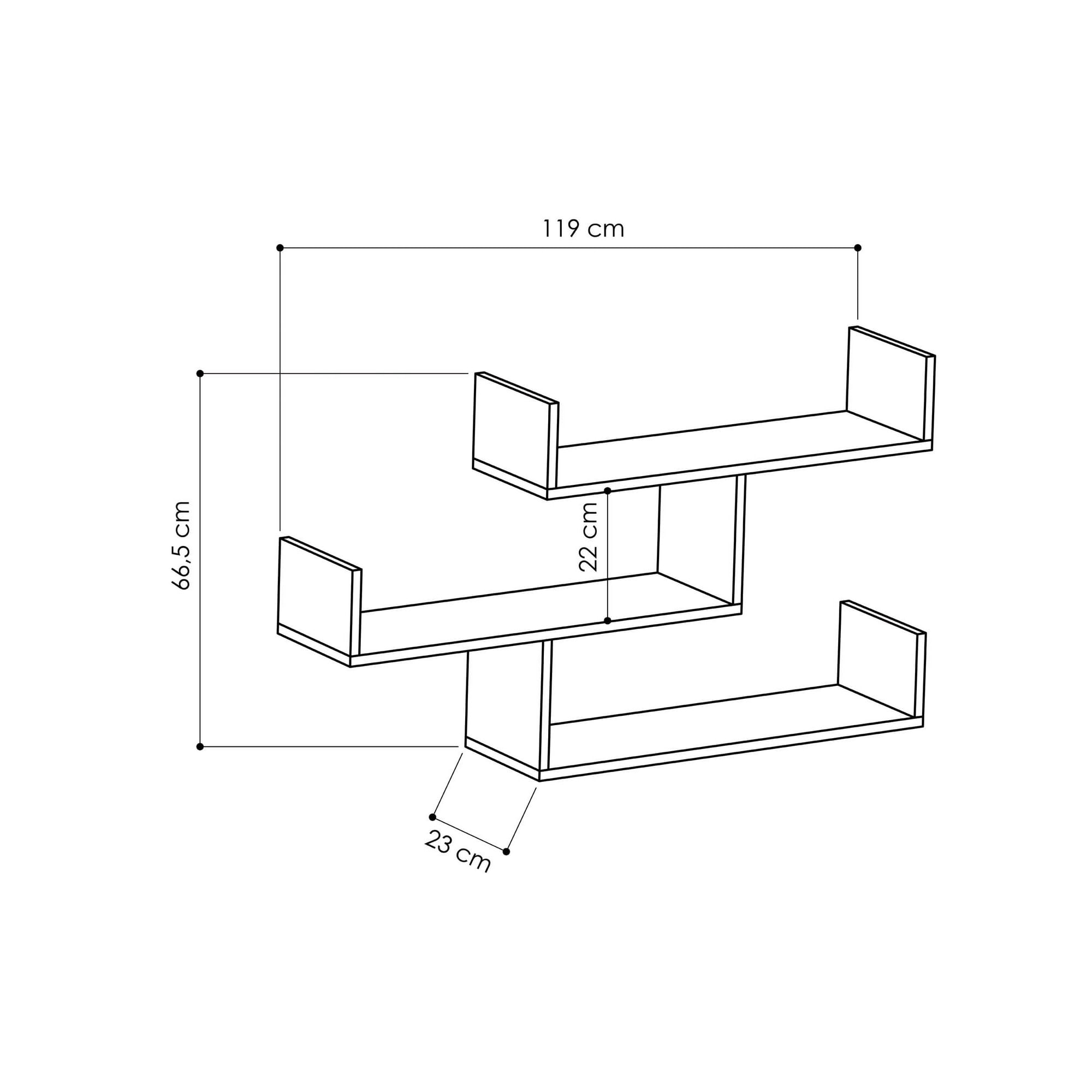 Raft de perete, Hanah Home, pal melaminat, alb, 119x66,5x23 cm — imaginea 2