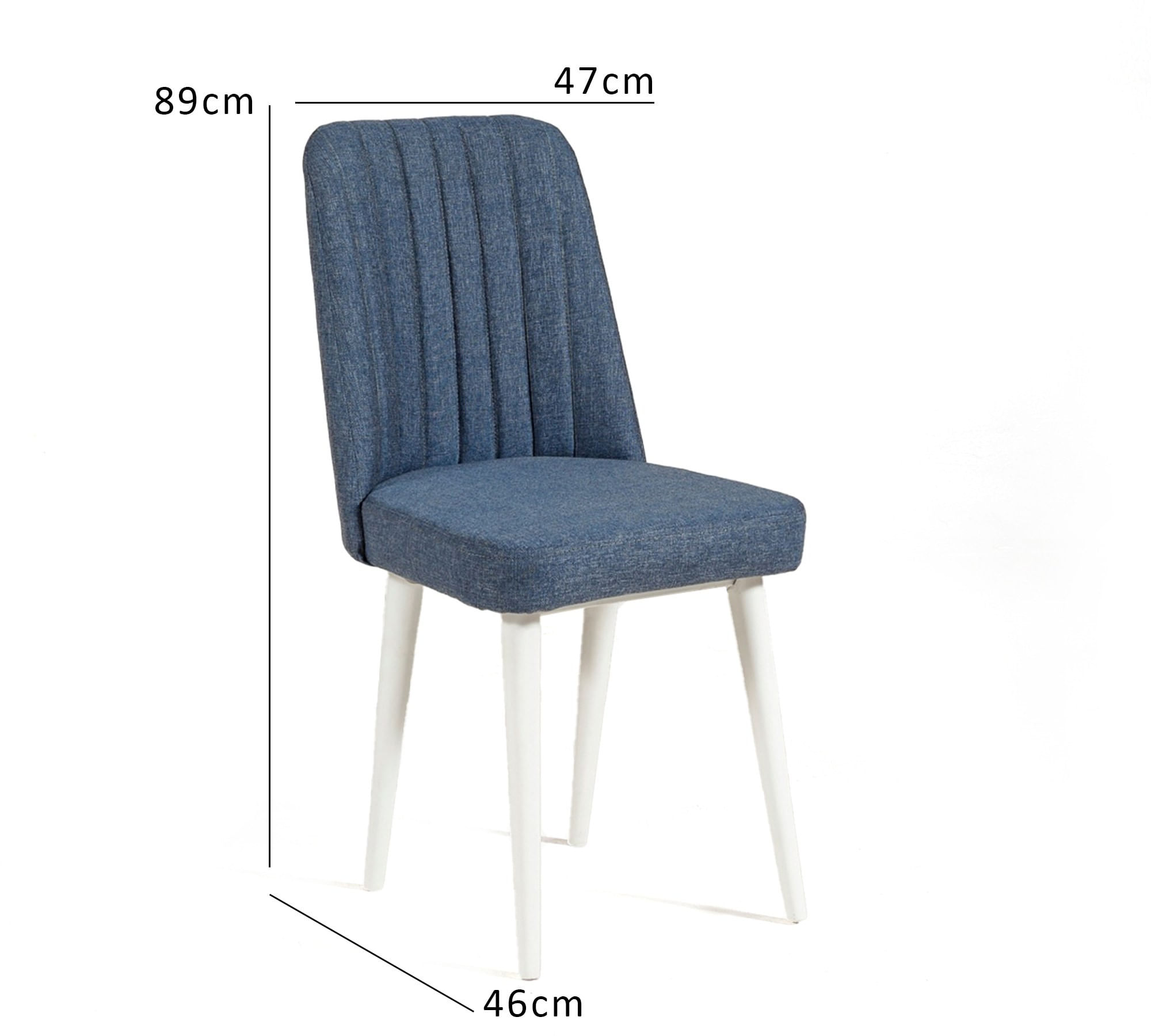 Scaun, Hanah Home, panou din lemn cu melamina, alb, albastru inchis, 47x46x89 cm — imaginea 3