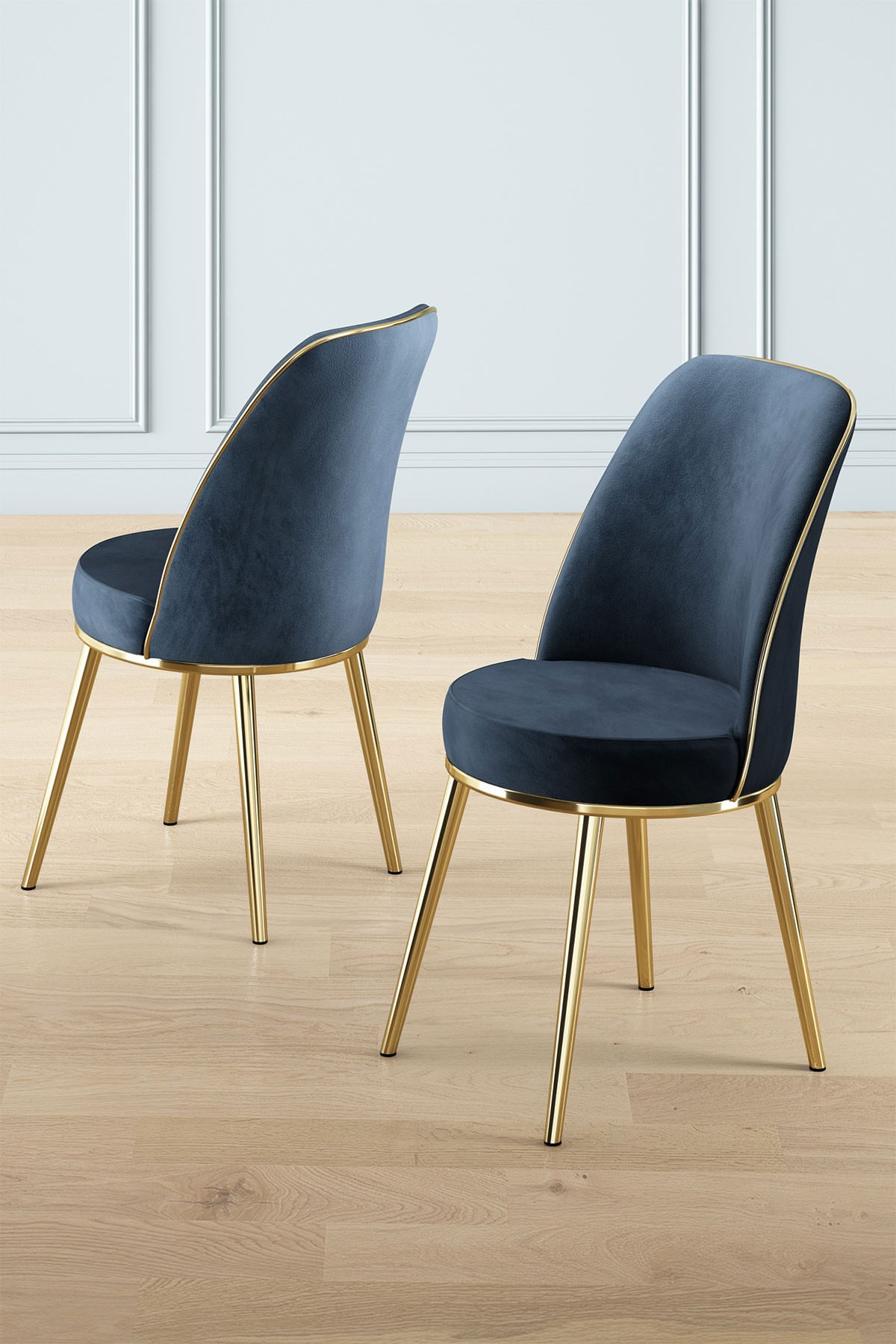 Set scaune, Hanah Home, metal, antracit si auriu, 45x42x91 cm — imaginea 2