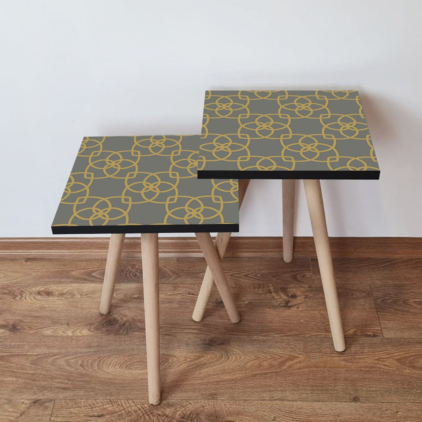 Set masute de cafea, Hanah Home, mdf, gri auriu, 35x35x47 cm