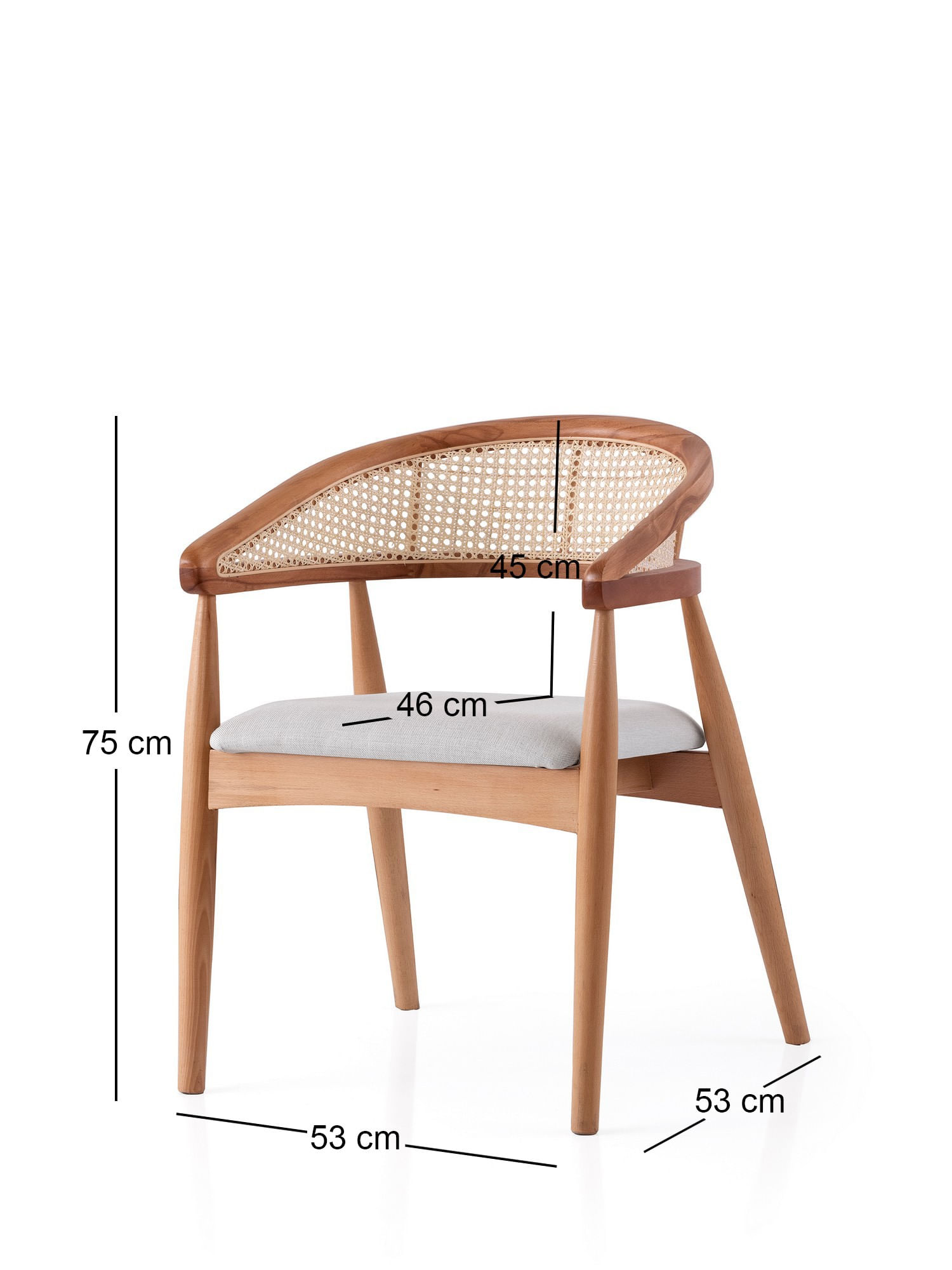 Scaun, Hanah Home, lemn fag, stejar crem, 53x53x75 cm — imaginea 3