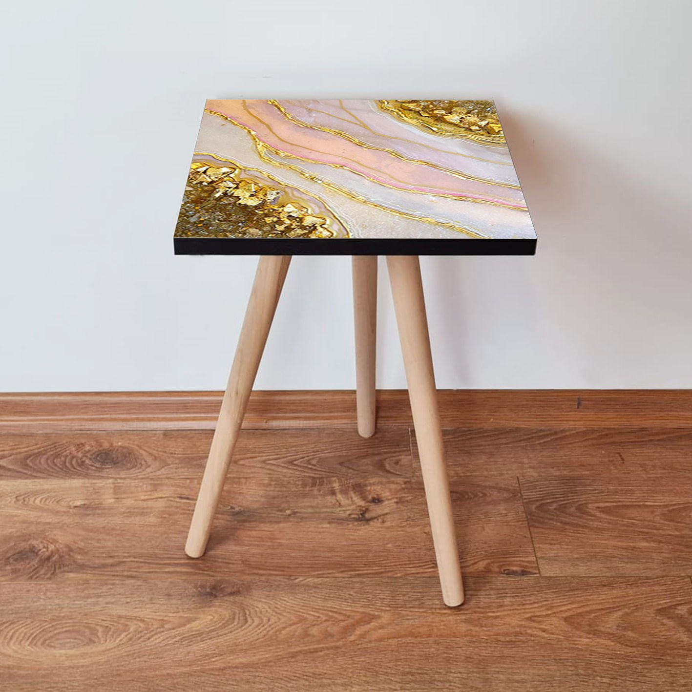 Masuta laterala, Hanah Home, mdf, auriu bej somon, 35x35x42 cm