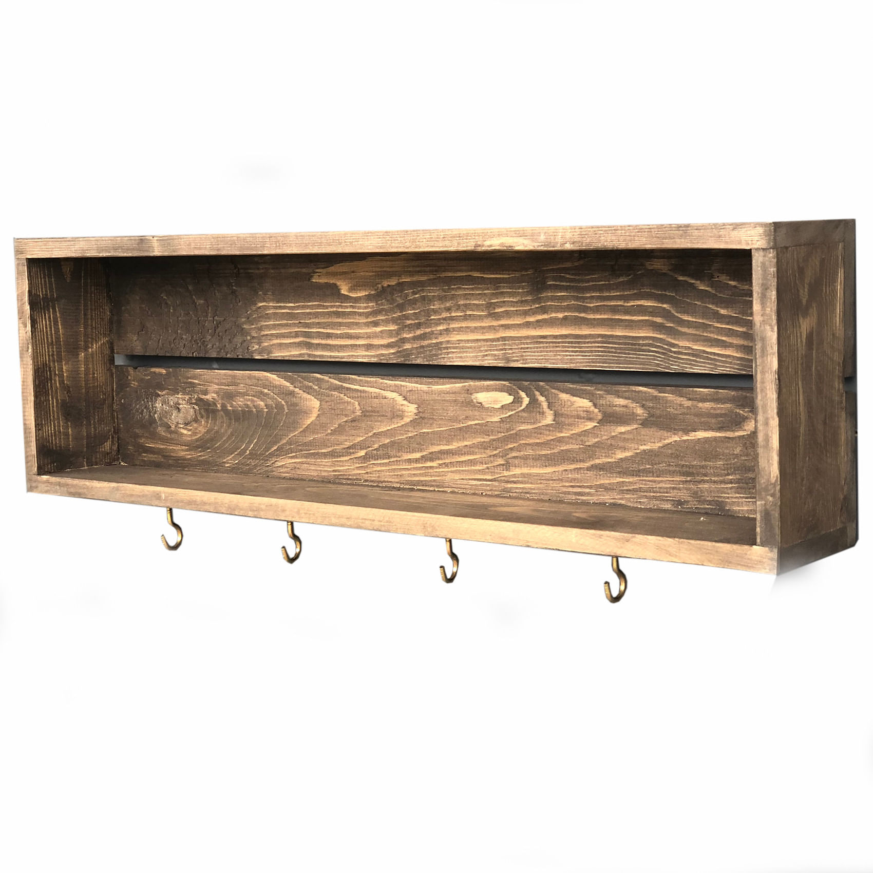 Raft de bucatarie, Hanah Home, lemn de molid, nuc, 70x21x10 cm — imaginea 2