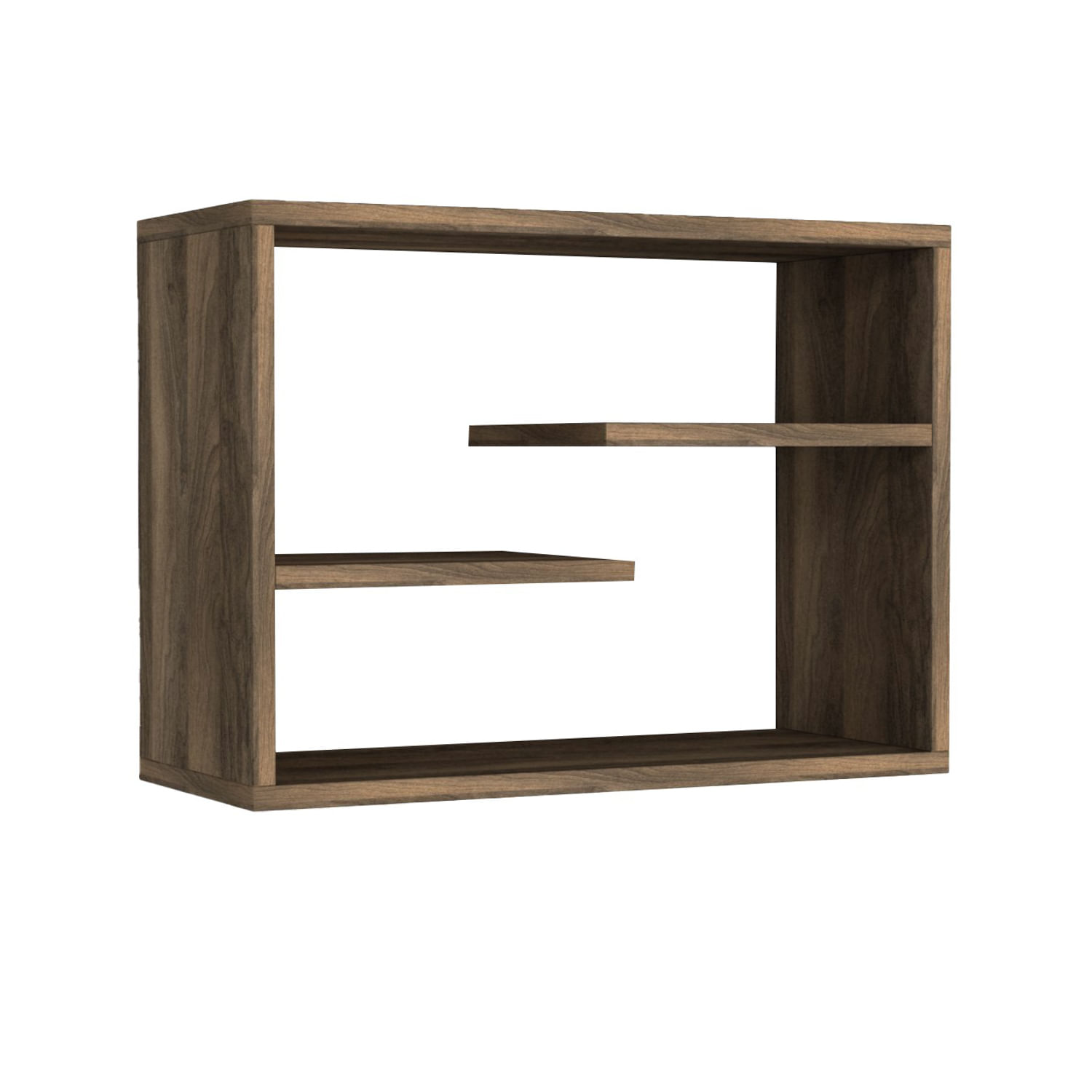 Raft de perete, Hanah Home, panou de particule melaminat, nuc, 60x44x19.5 cm — imaginea 4
