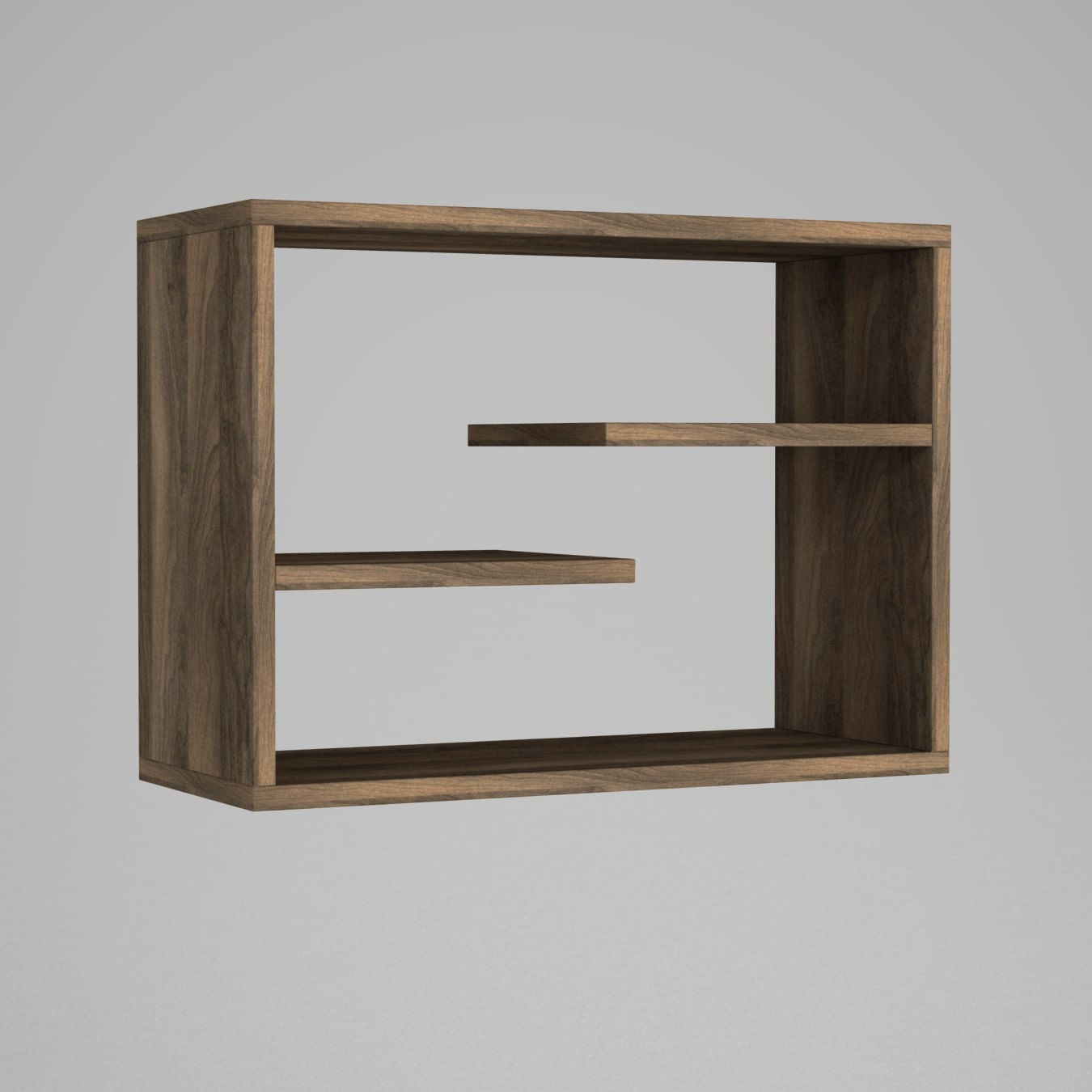 Raft de perete, Hanah Home, panou de particule melaminat, nuc, 60x44x19.5 cm — imaginea 5
