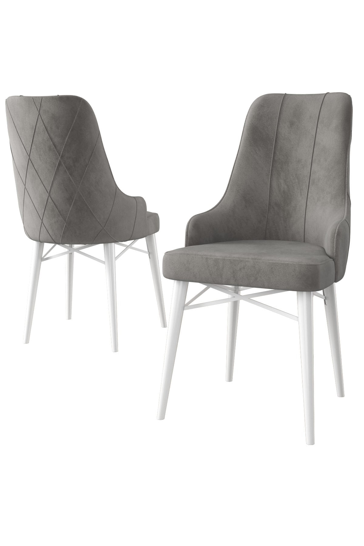 Set scaune, Hanah Home, metal, gri si alb, 46x42x95 cm, babyface — imaginea 2
