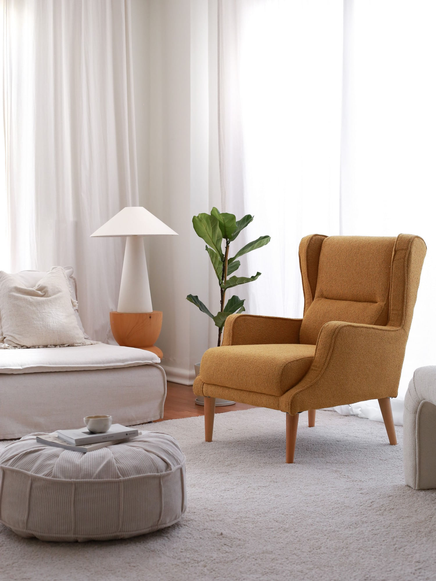 Fotoliu, Atelier Del Sofa, teddy, mustar, 78x94x70 cm — imaginea 2