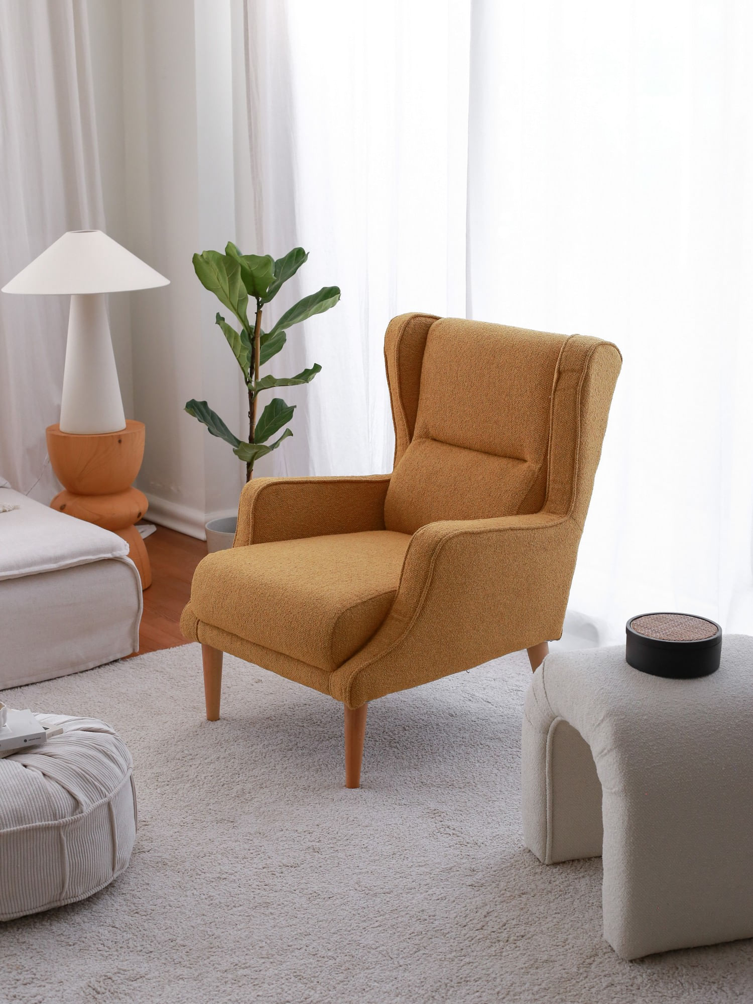 Fotoliu, Atelier Del Sofa, teddy, mustar, 78x94x70 cm — imaginea 3
